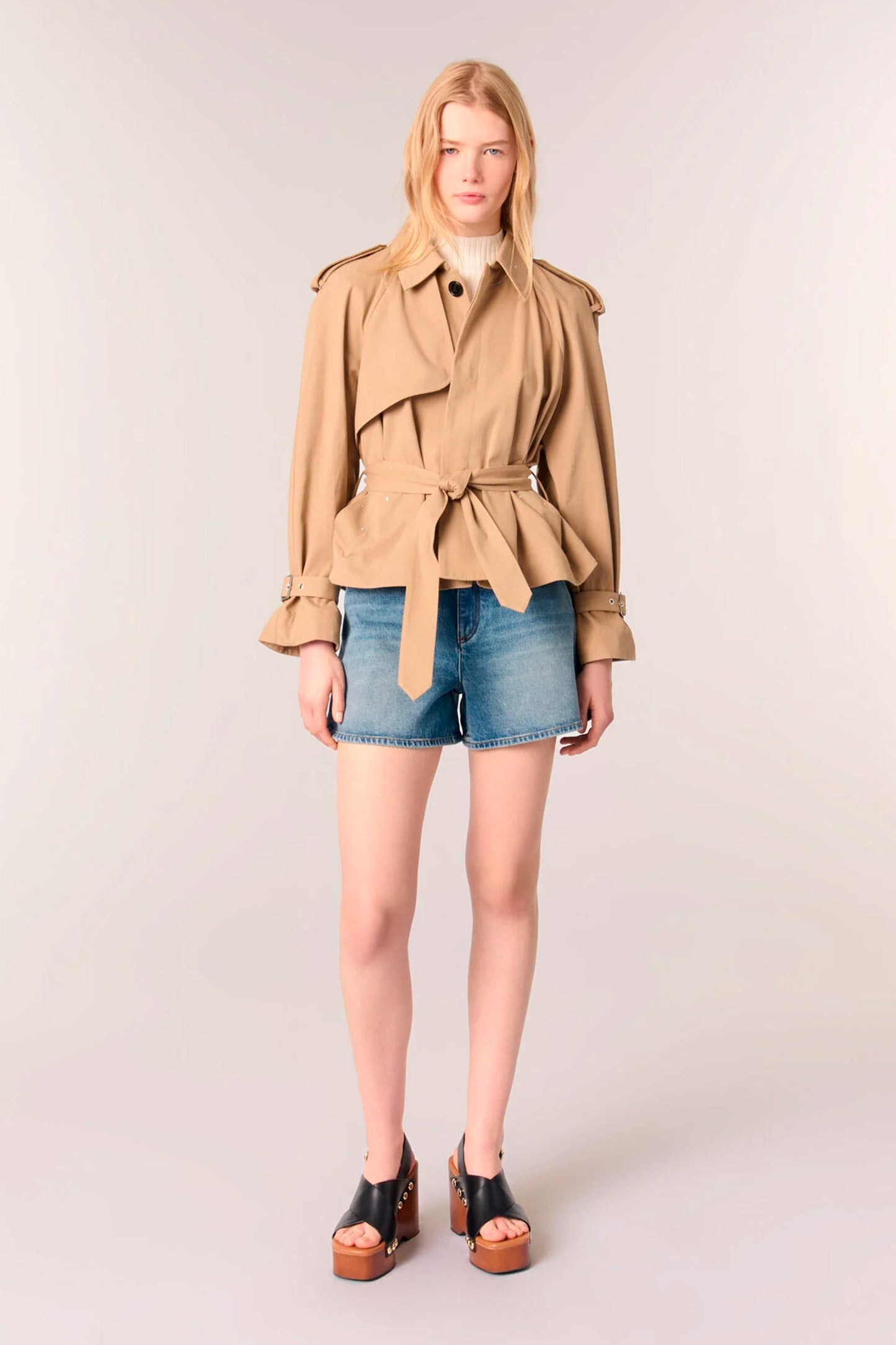 Short studded trench coat
