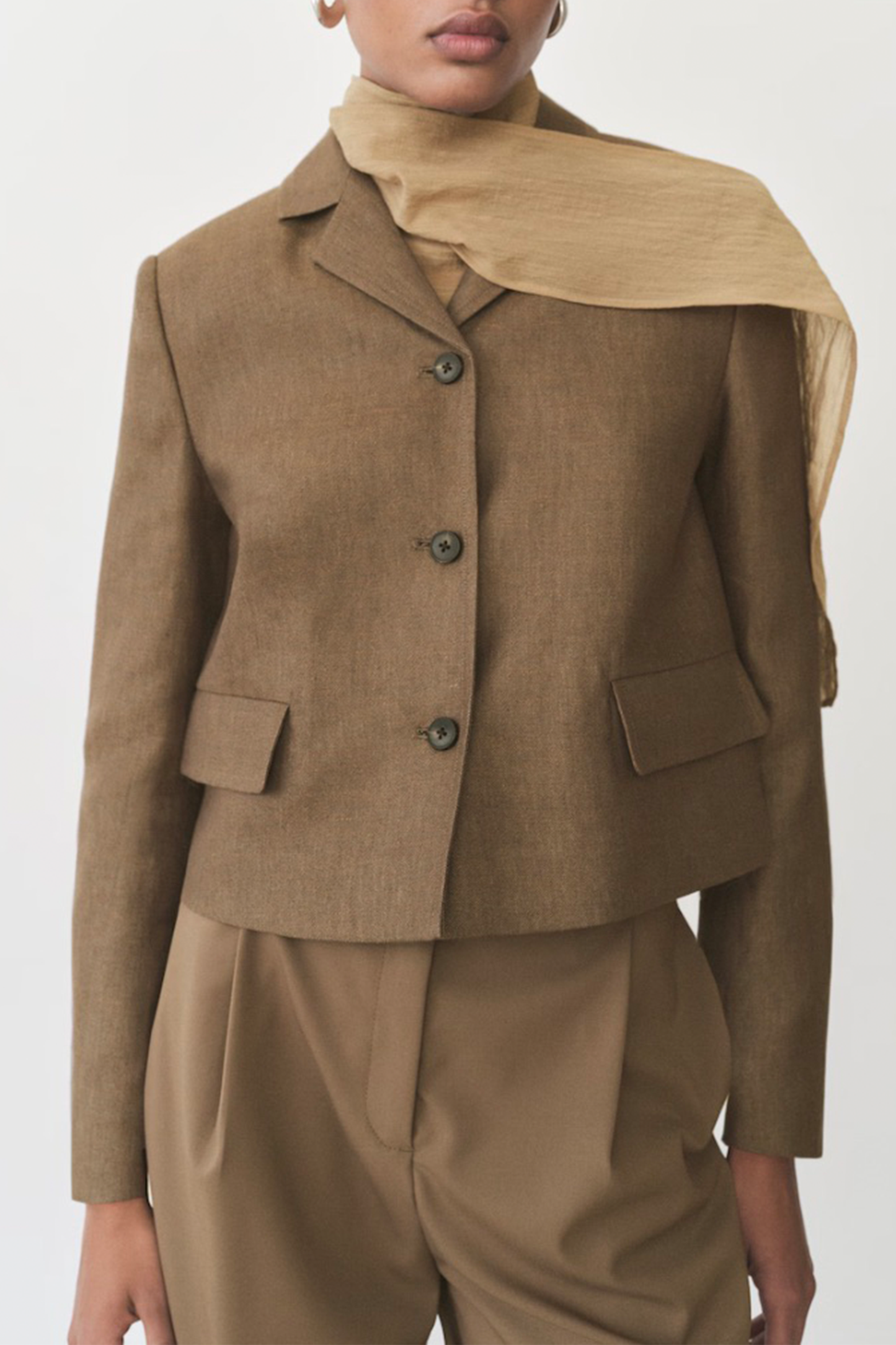 Linen Blend Crop Blazer