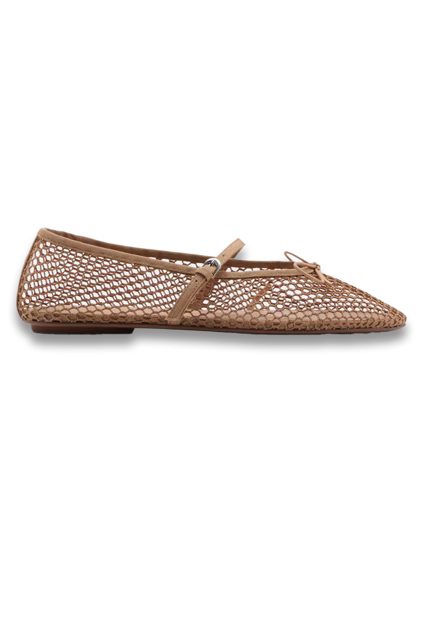 Mesh Ballerina Flats With Buckle Strap