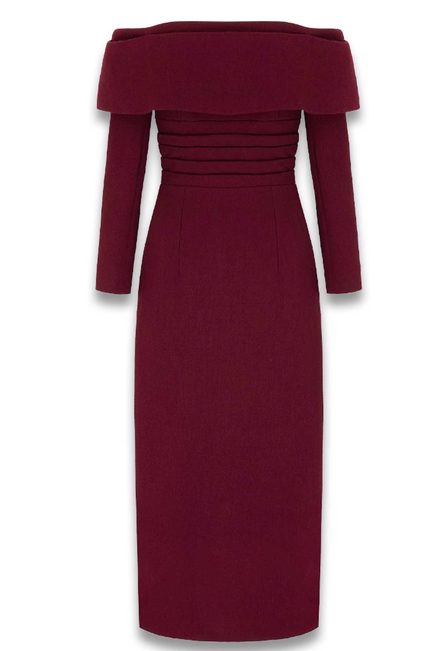 Derika Dress In Burgundy Double Crepe