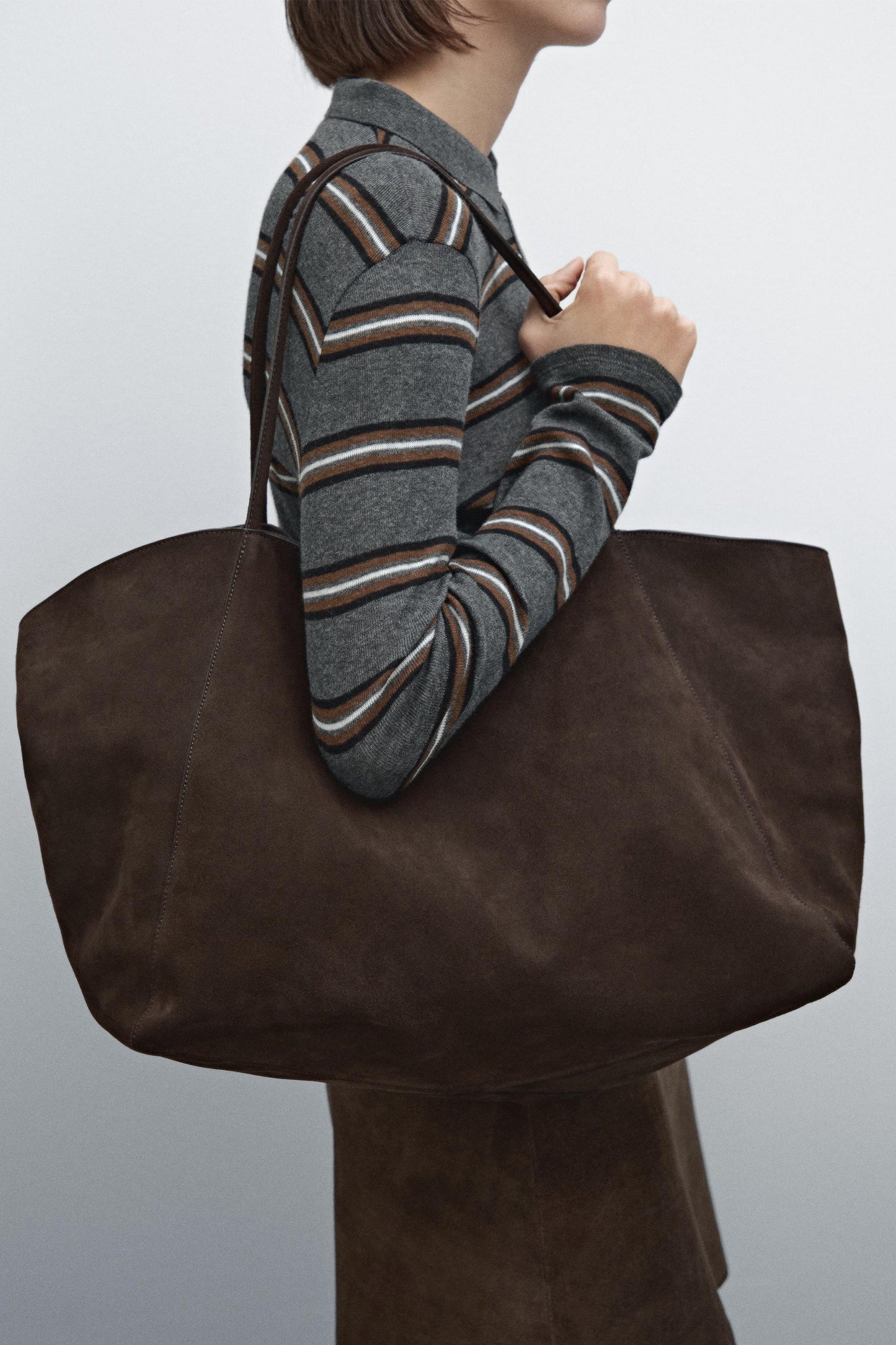 Split Suede Maxi Shopper Bag