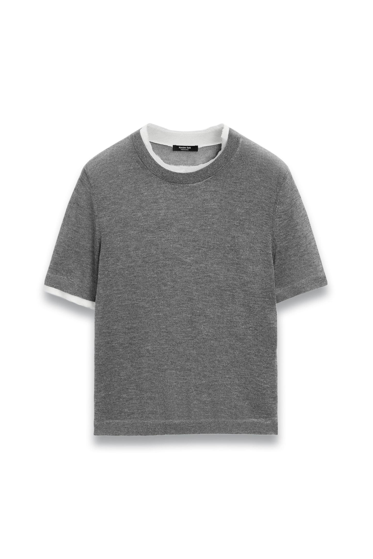 Knit Sweater With Short Sleeves And Distressed Detail