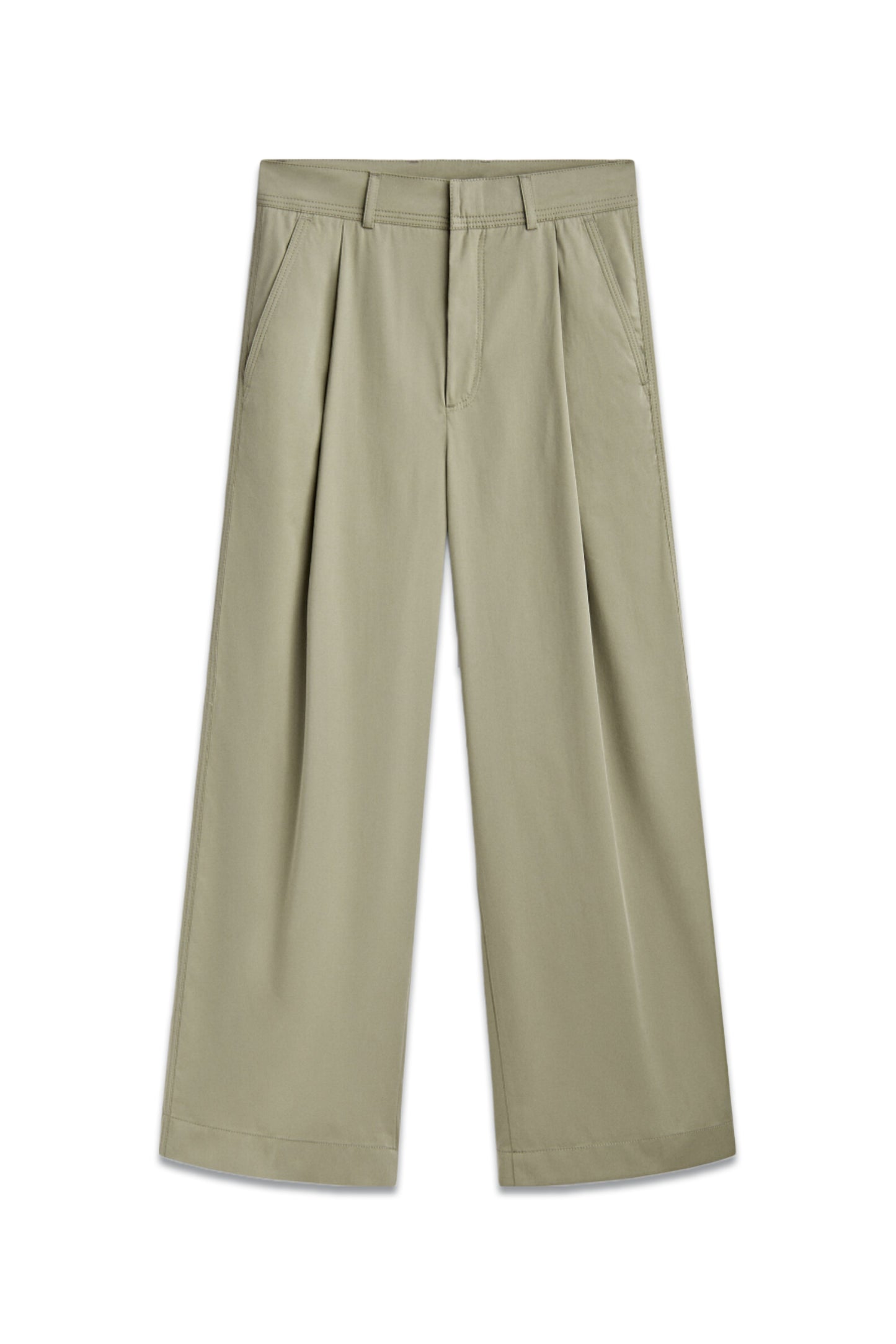 Wide-Leg Poplin Trousers With Darts