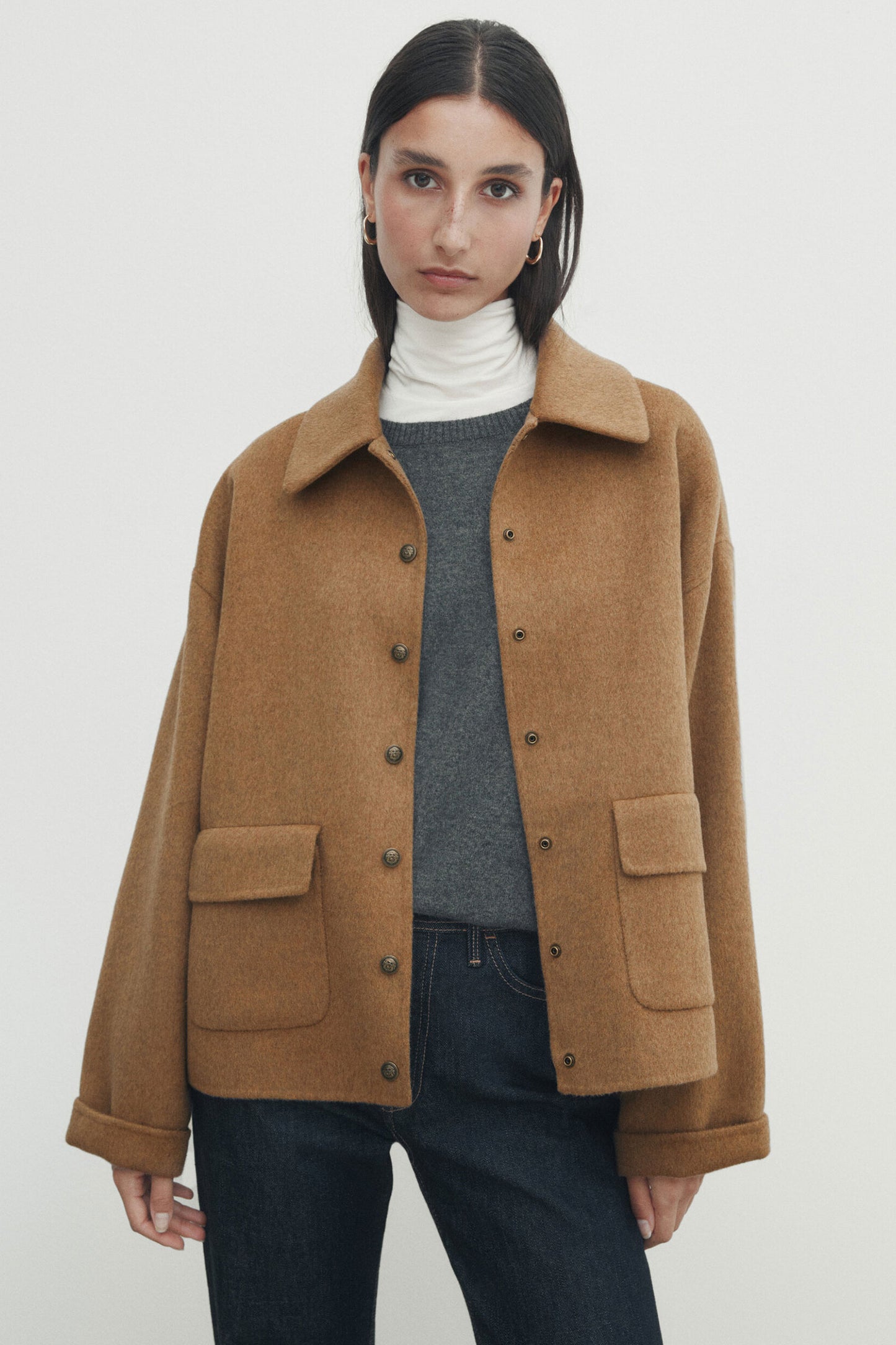 Cropped Jacket With Snap-Buttons And Pockets
