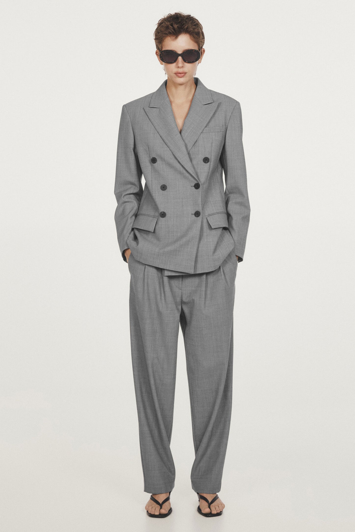 Double-breasted Fil-à-fil Suit Blazer And Trousers
