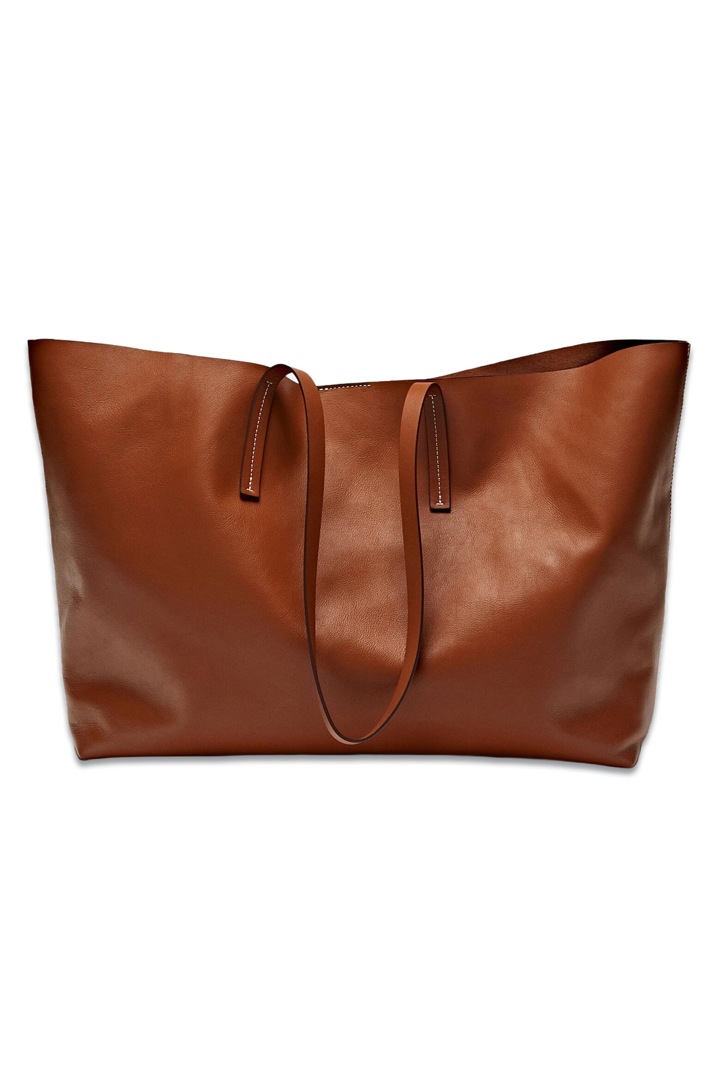 Nappa Leather Tote Bag Brown
