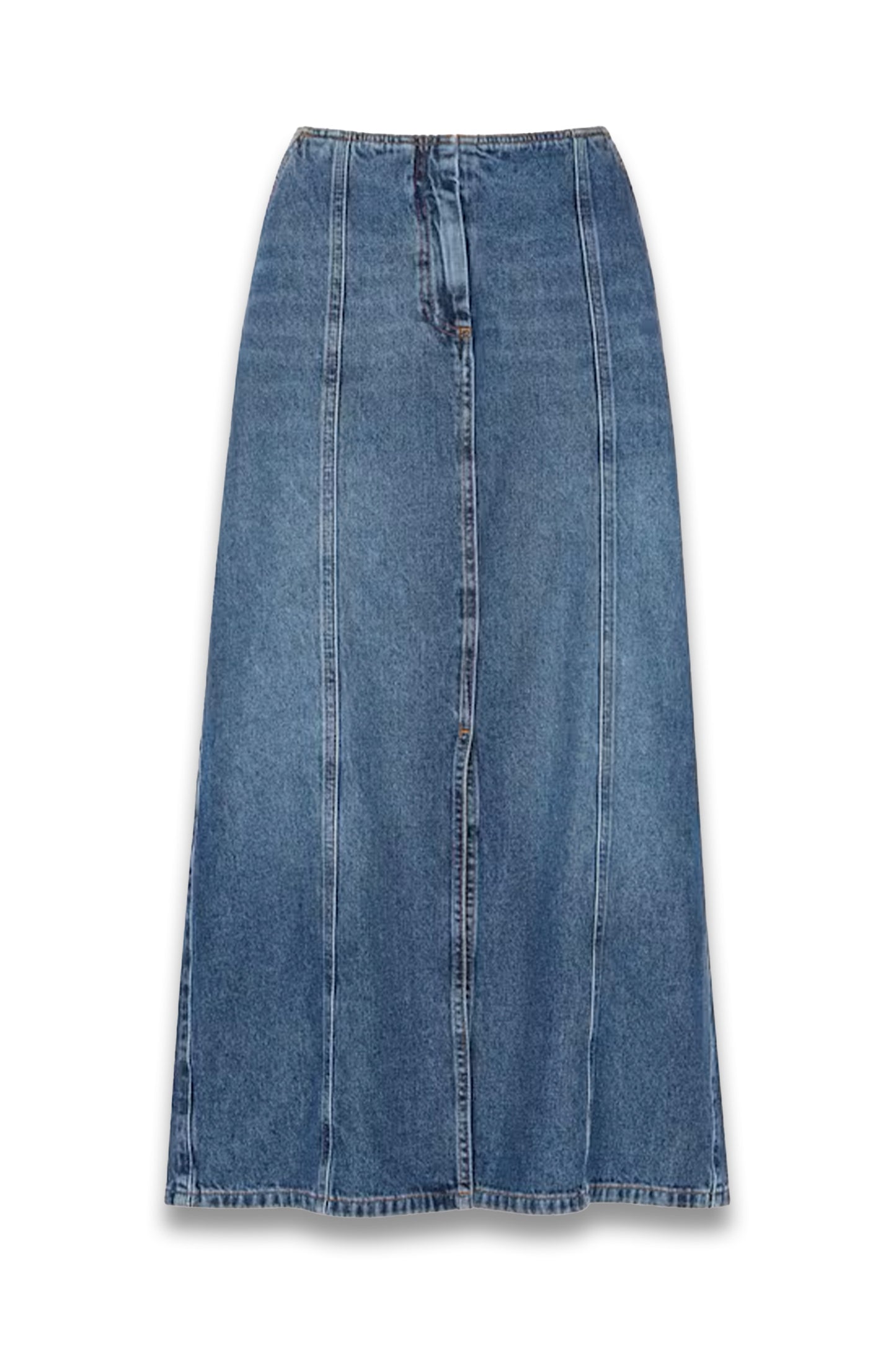 Patchwork Denim Midi Skirt