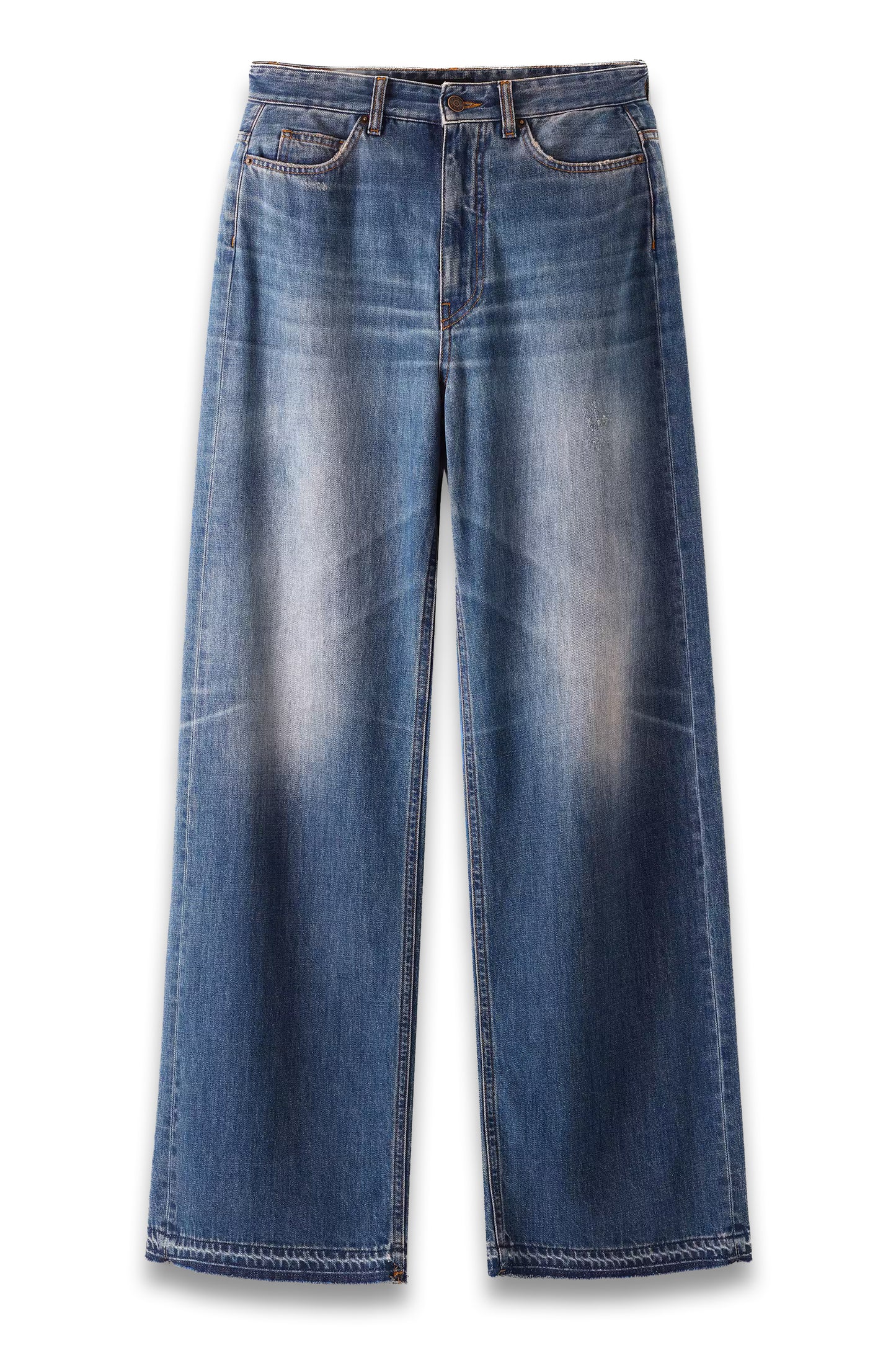 Distressed Authentic Mid-Waist Baggy Jean