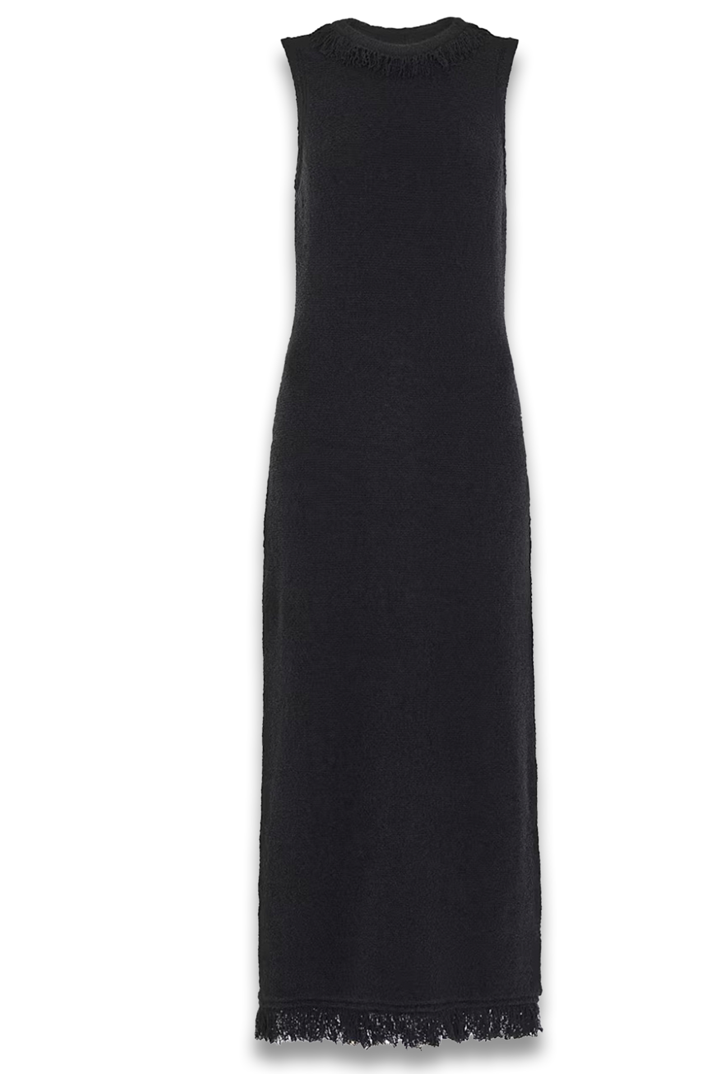 Black Fringe Detail Knitted Dress
