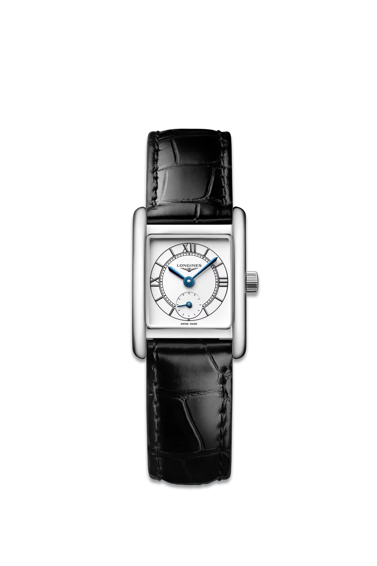 Mini Dolcevita With Silver Dial & Black Alligator Strap