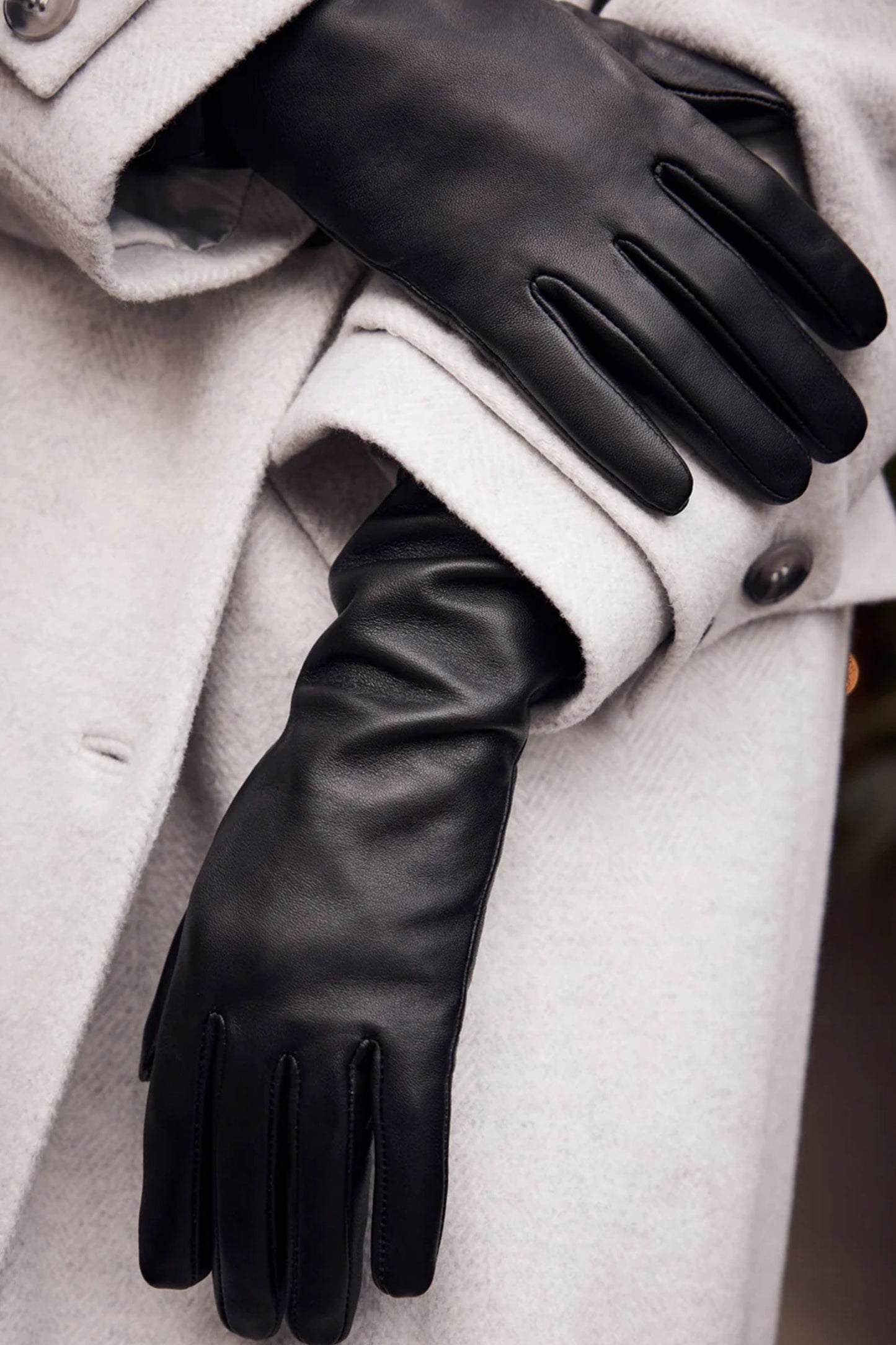 Black Long Leather Gloves