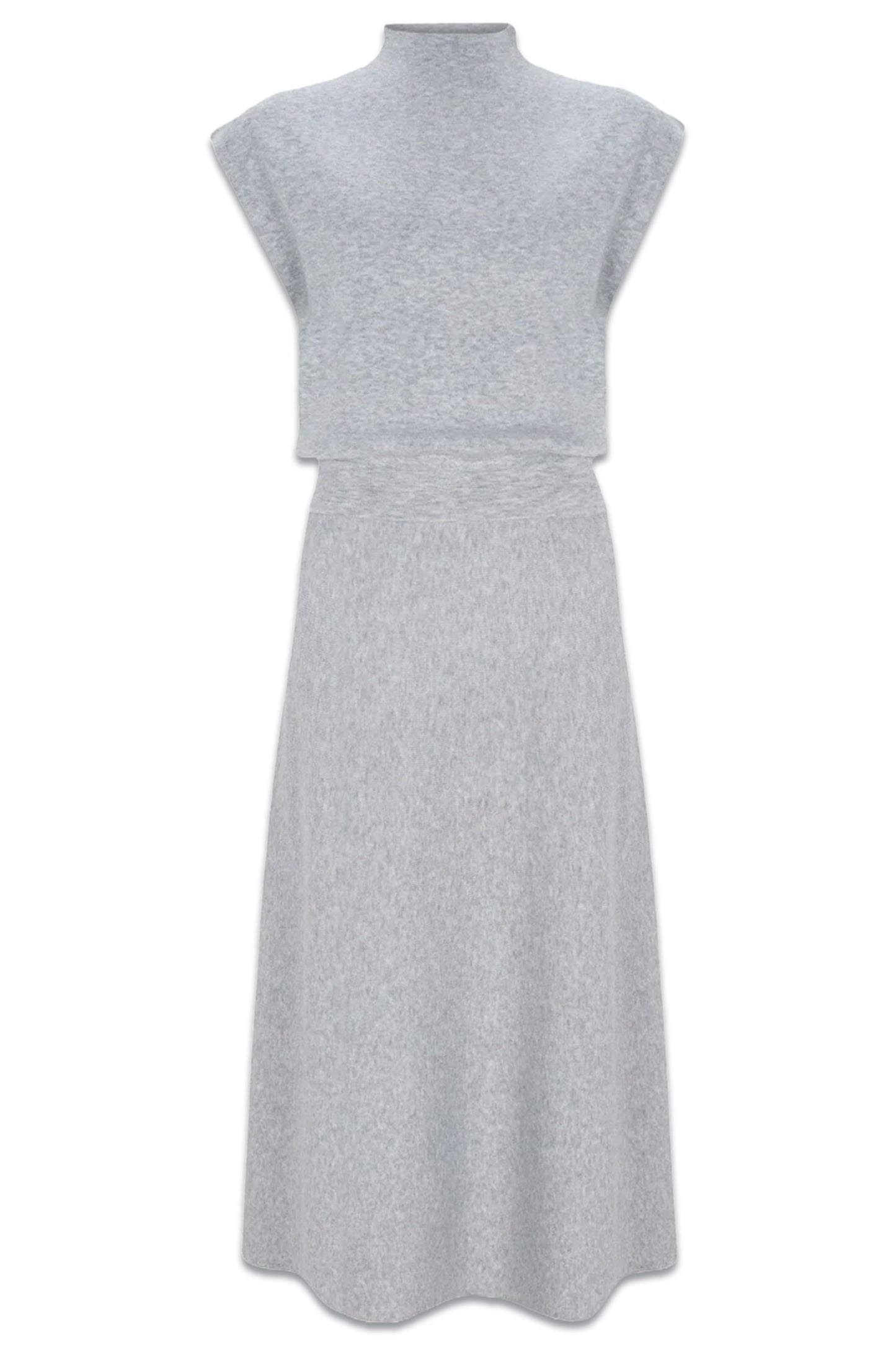 Grey Wool Blend Midi Dress
