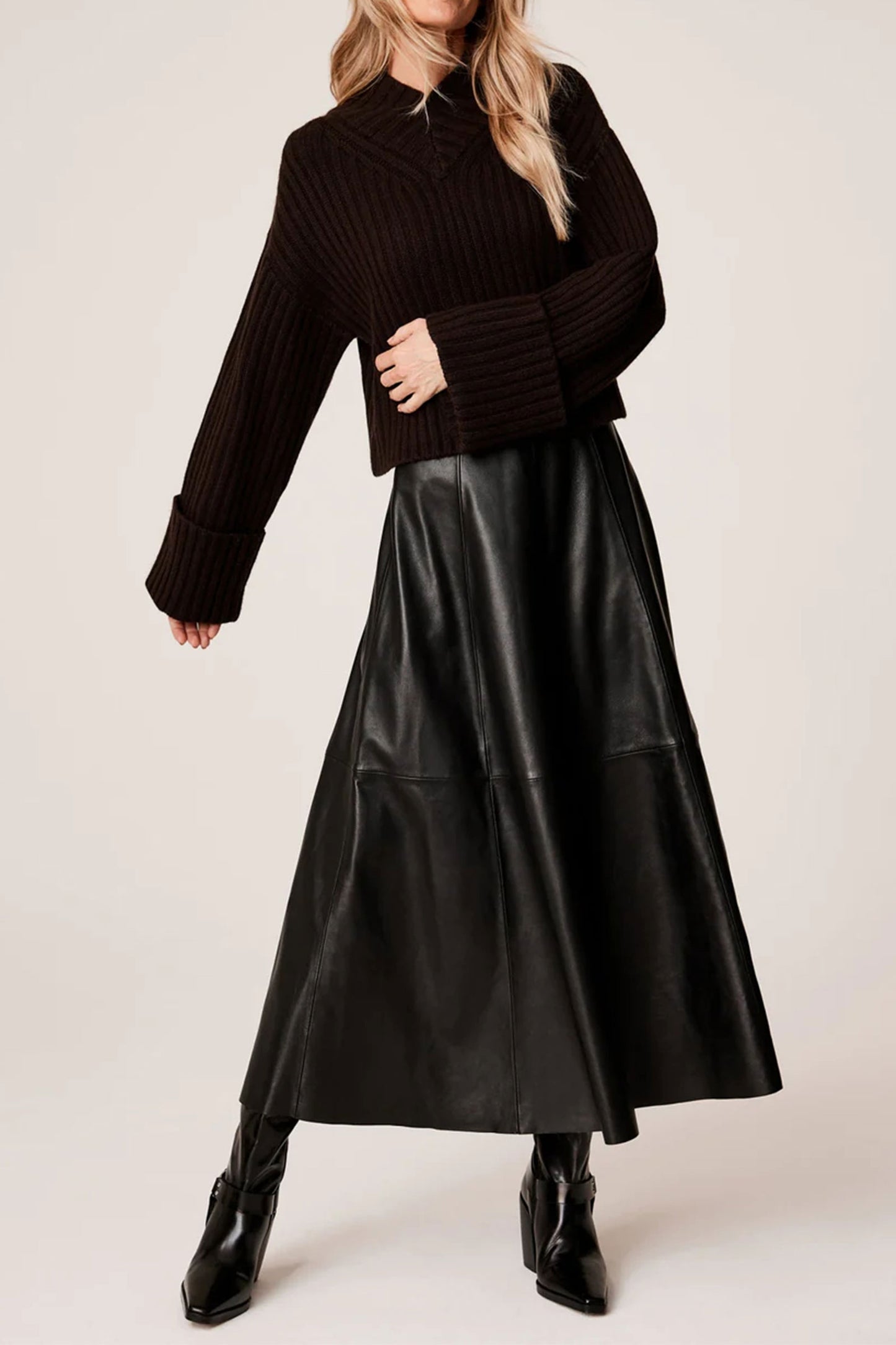 Black Leather Maxi Skirt