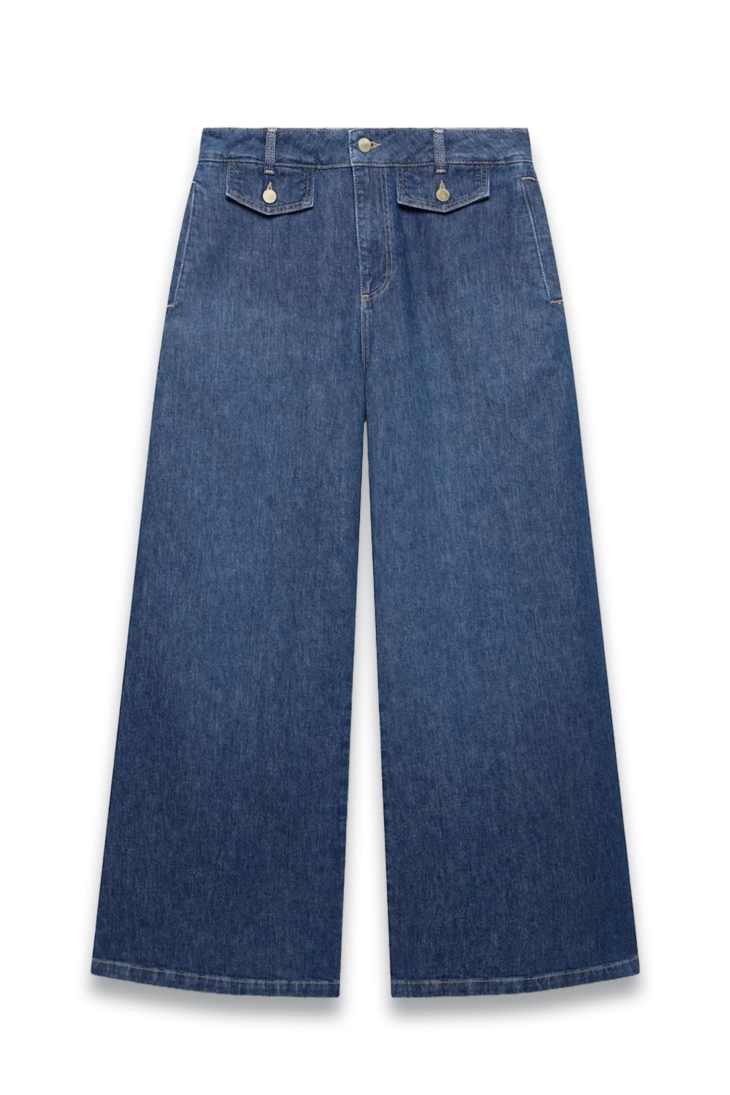 Mid Indigo Palazzo Wide Jeans