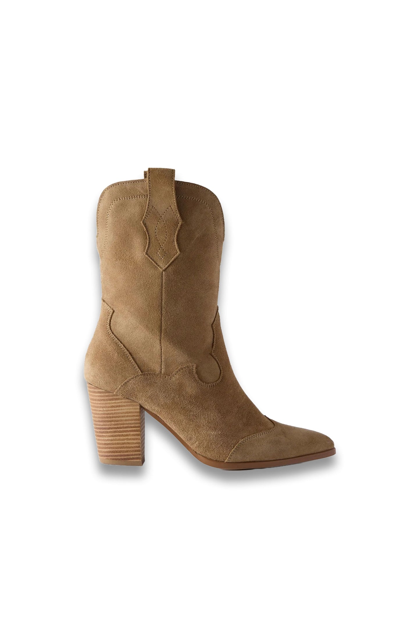 Dol Neutral Suede Cowboy Ankle Boots
