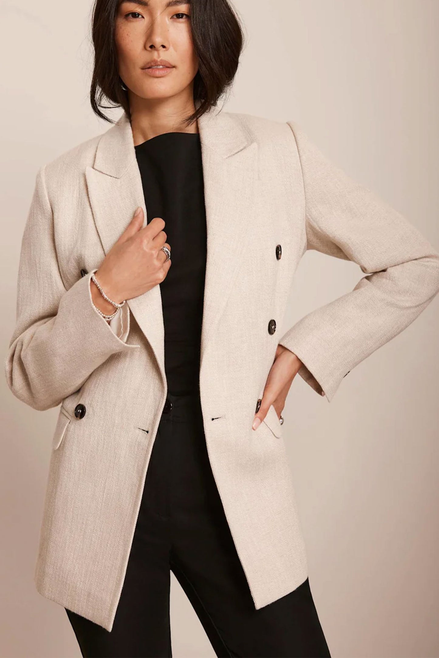 Neutral Double Breasted Blazer