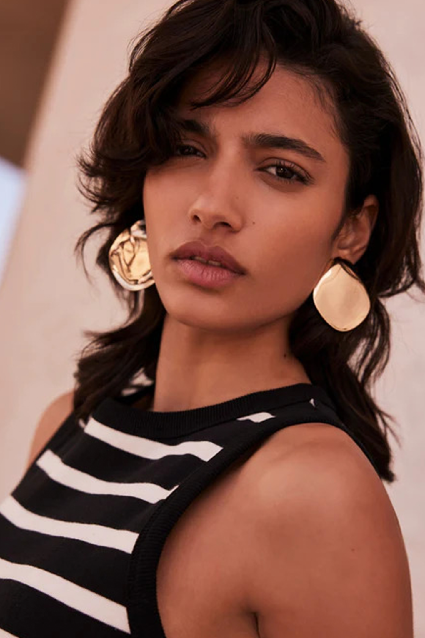 Gold Tone Disc Earrings