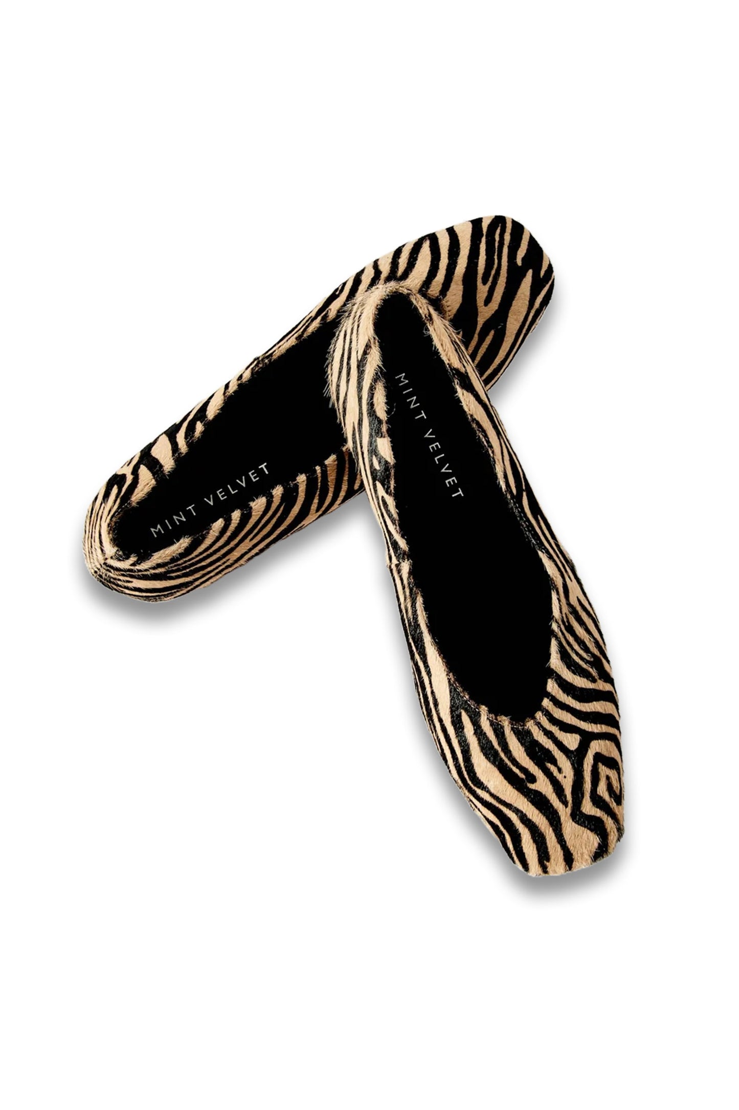 Codi Zebra Print Textured Flat Pumps