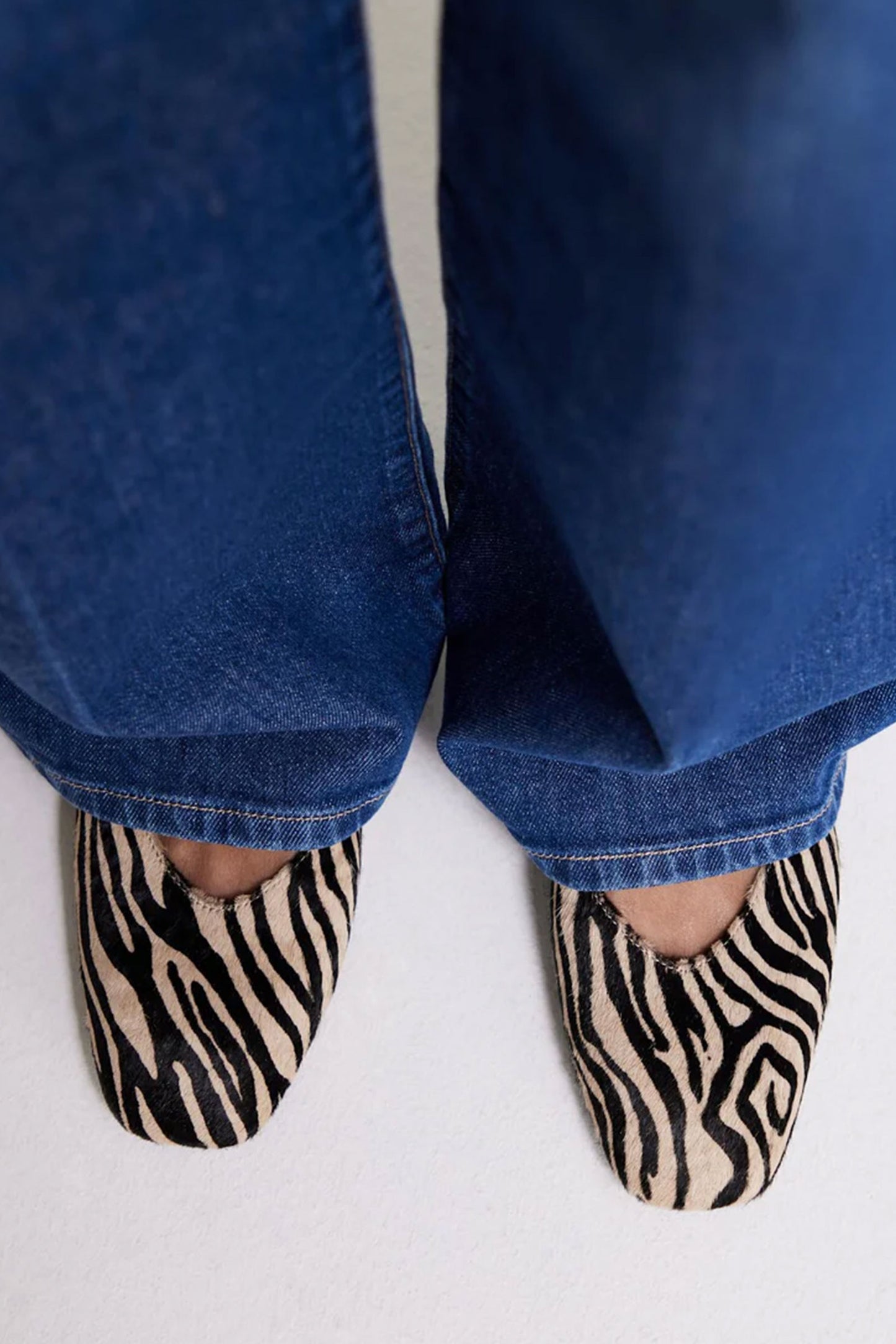 Codi Zebra Print Textured Flat Pumps