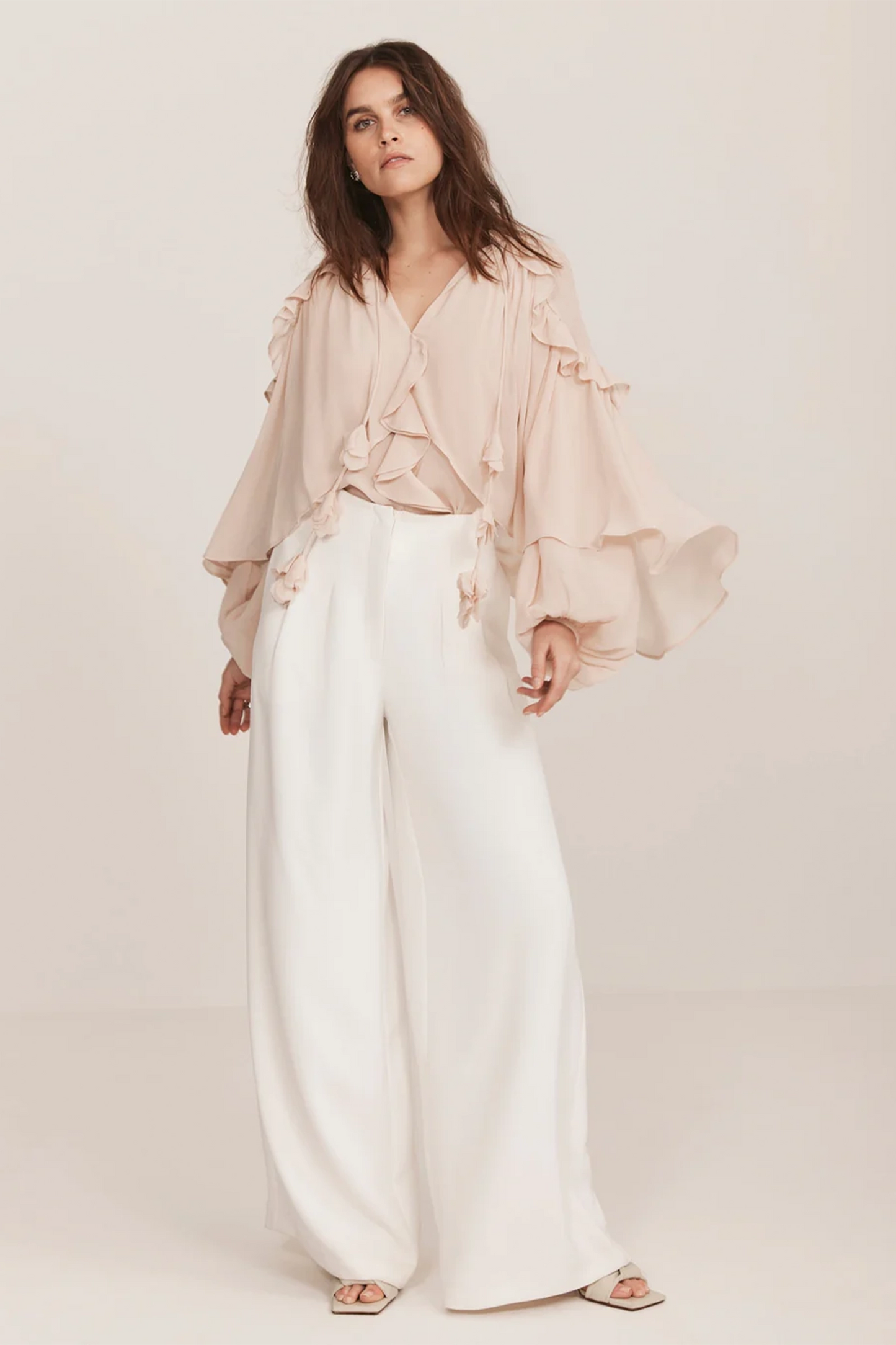 Pink Cape Ruffle Blouse