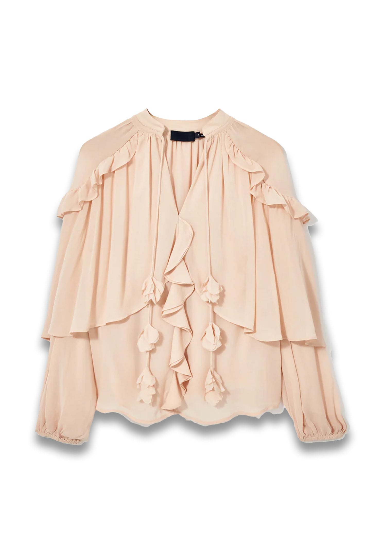 Pink Cape Ruffle Blouse