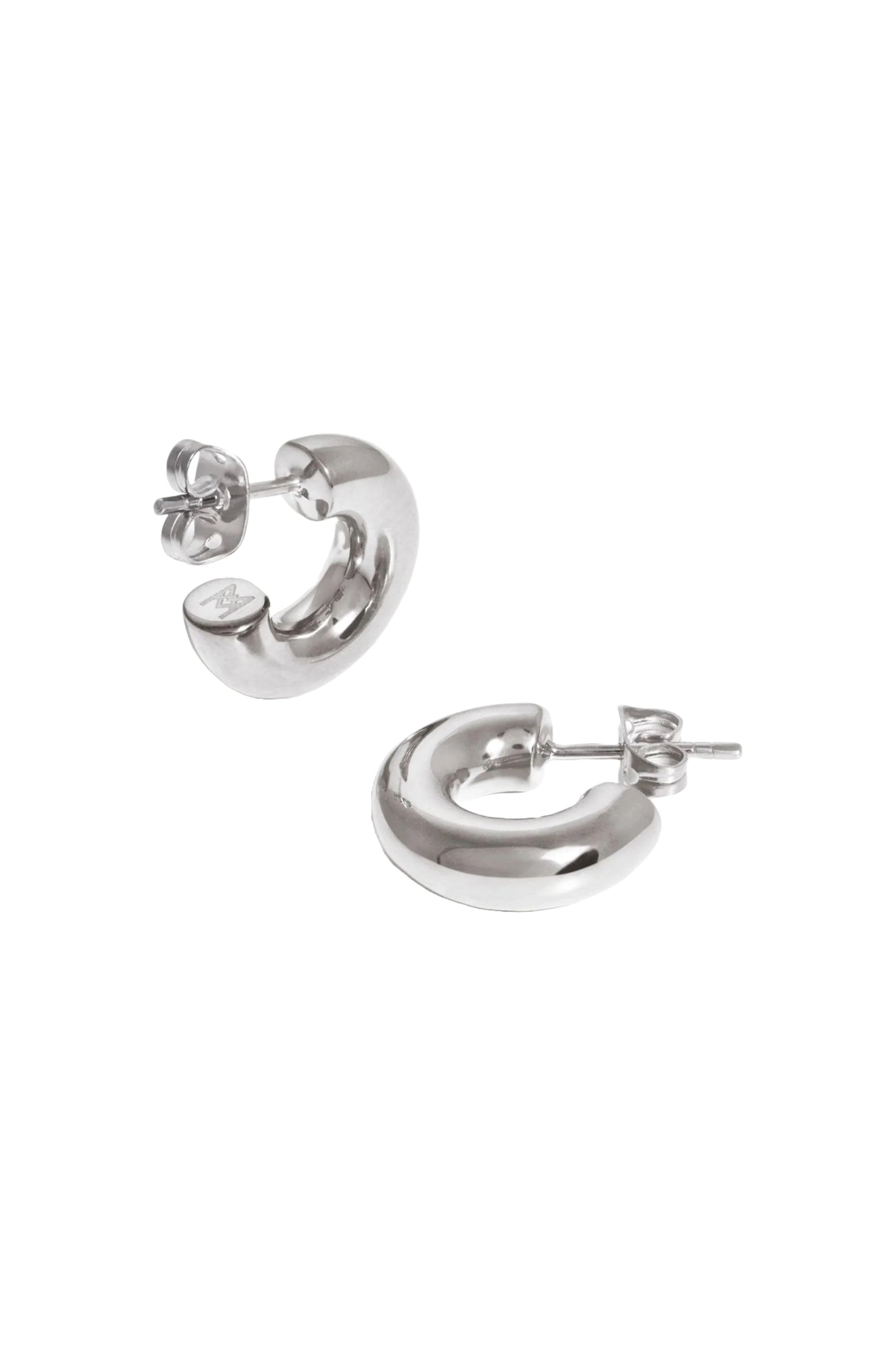 Silver Plated Medium Chubby Hoop Earrings