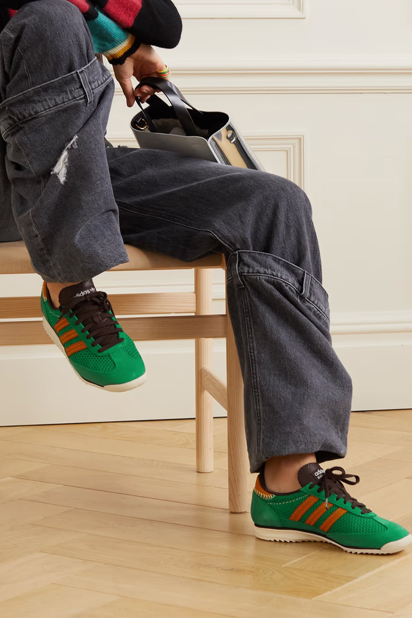 + Wales Bonner SL72 leather-trimmed suede and mesh sneakers