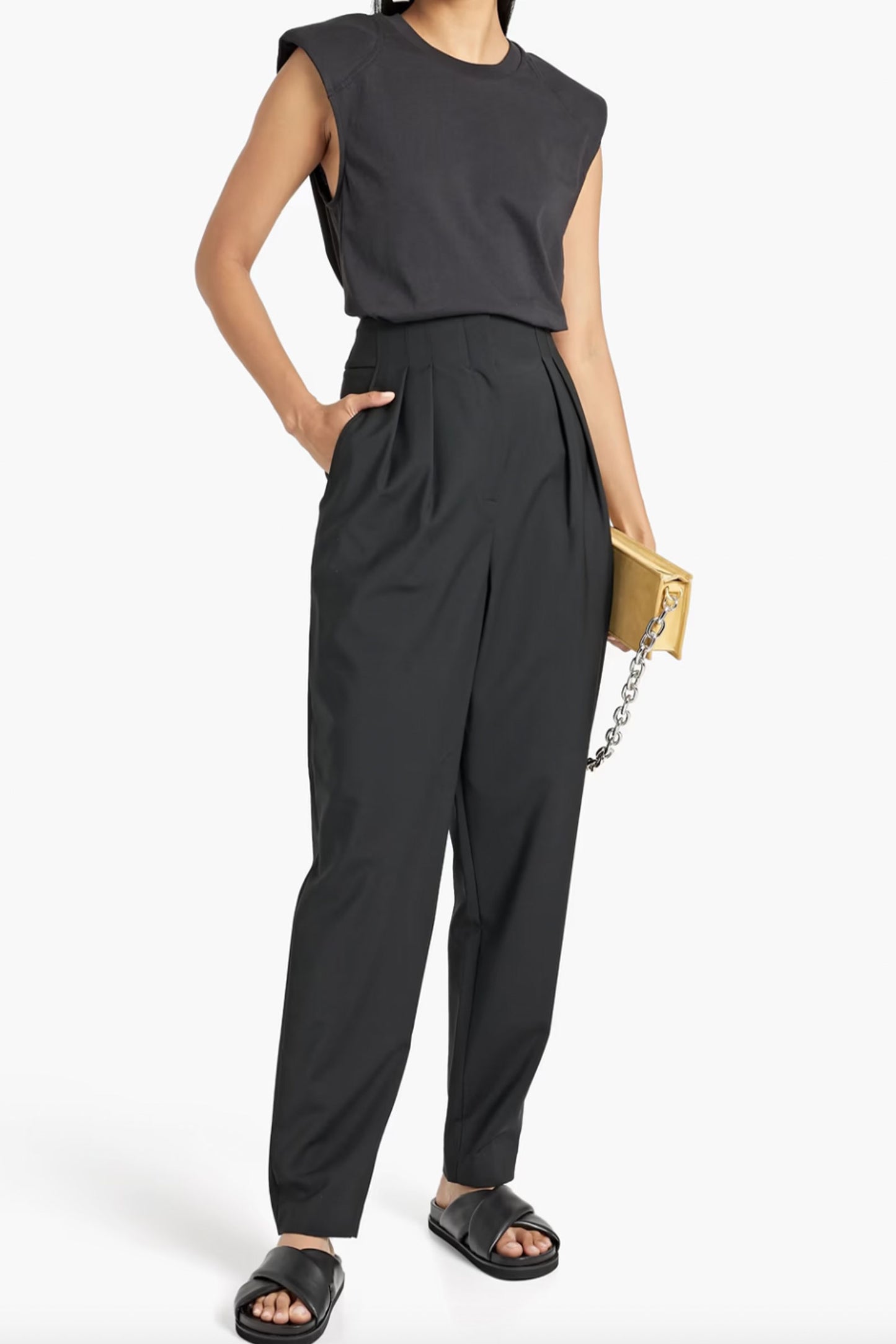Yasmeen Pleated Woven Tapered Pants