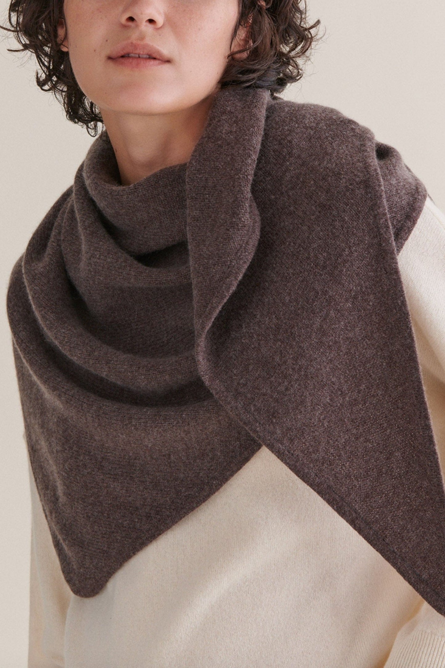 Women's Cashmere Wool Bandana- Chocolate