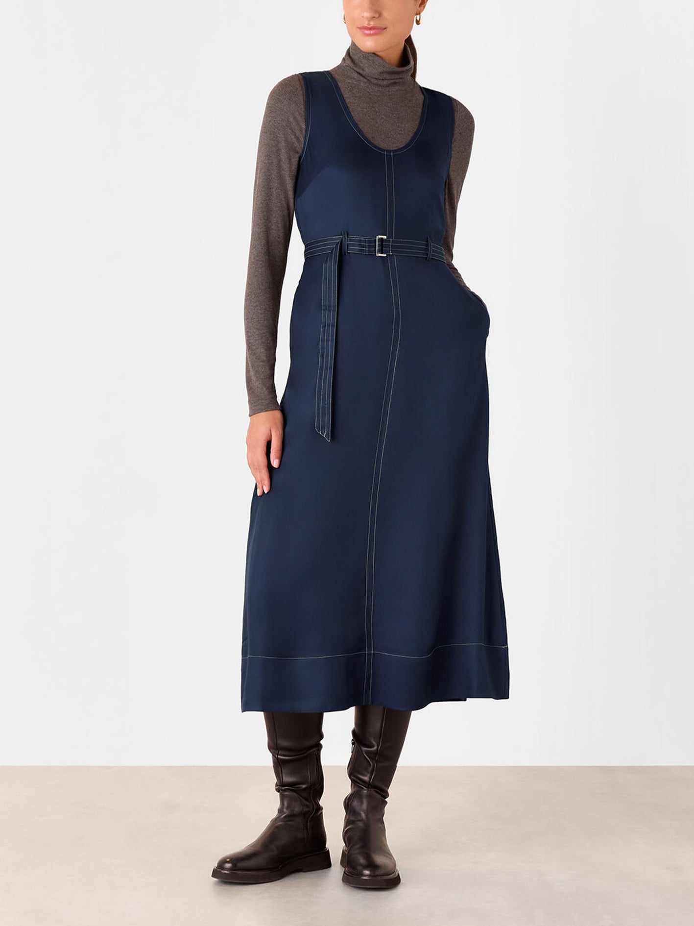 Navy Karina Sleeveless Midi Dress