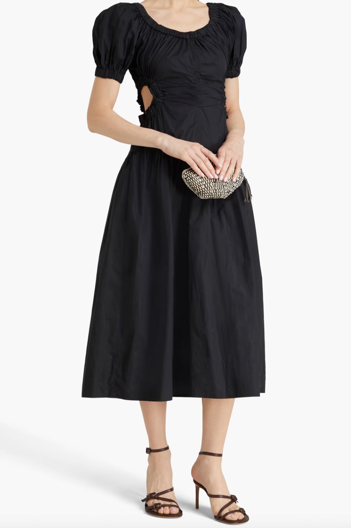 Golda Cutout Cotton-Poplin Midi Dress