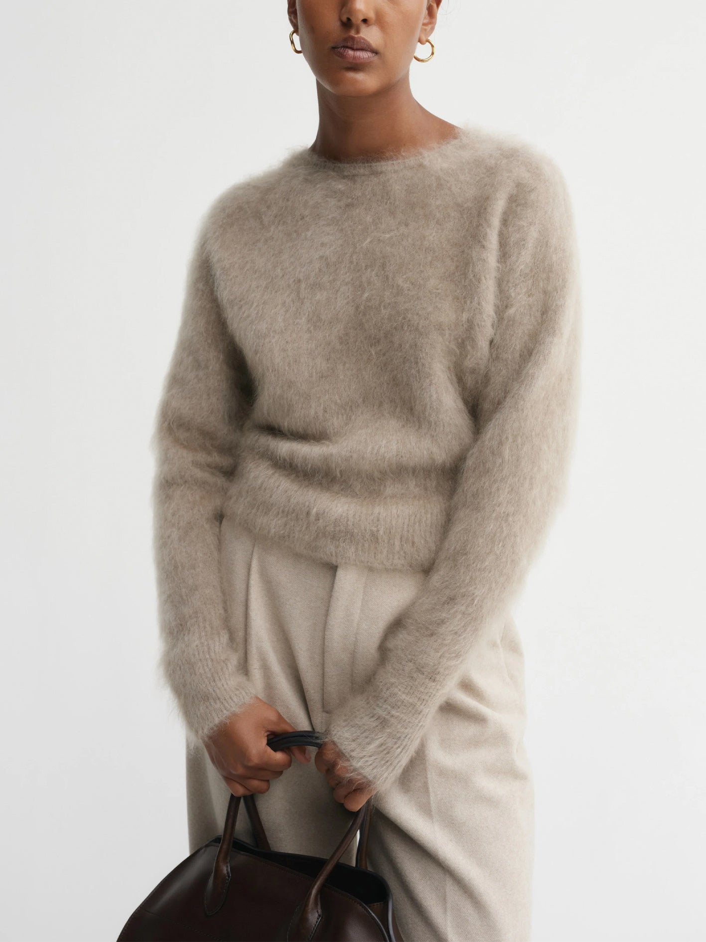 Zoe Crewneck Sweater, Nougat