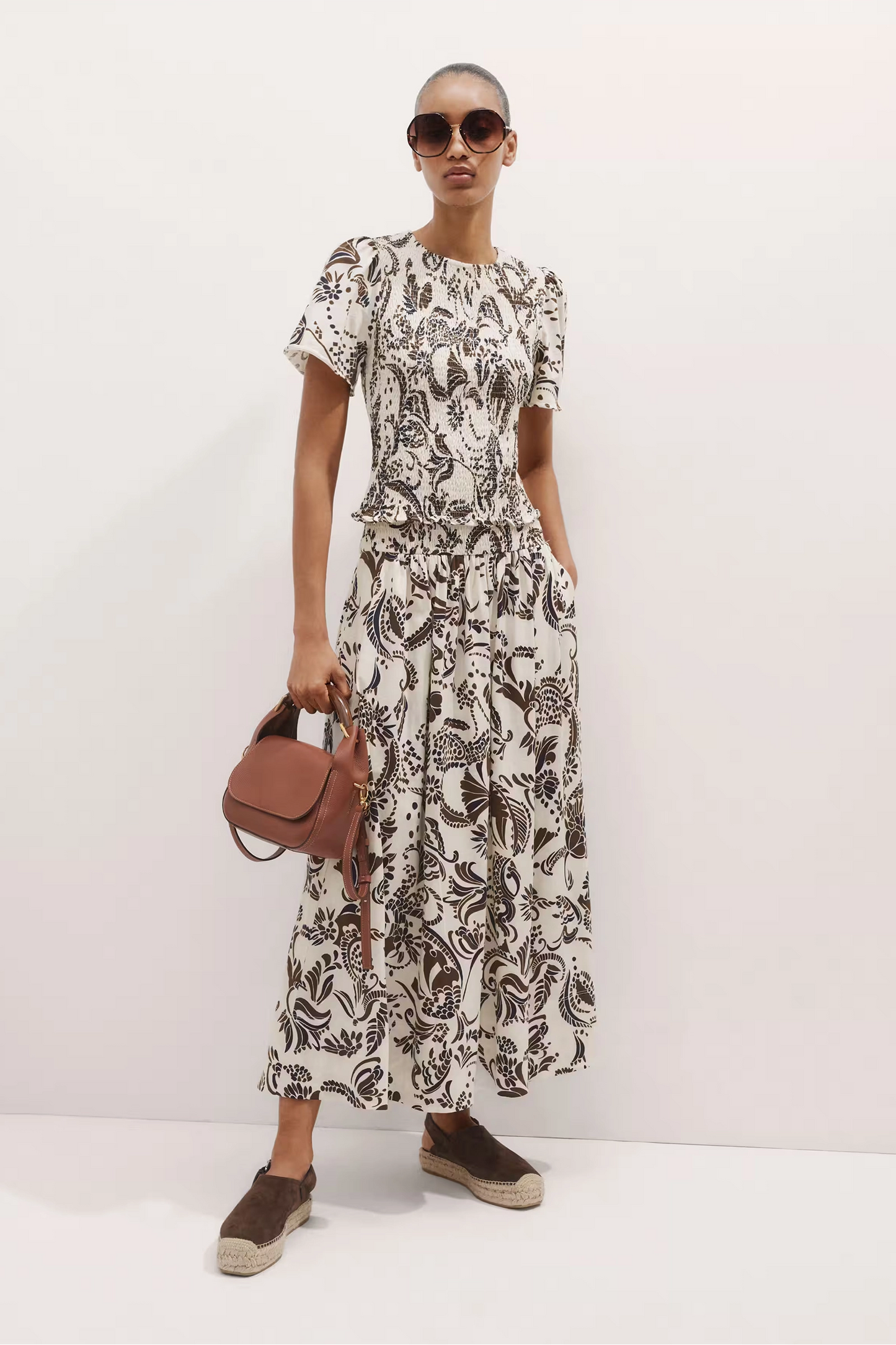 Silhouette Print Smock Top + Maxi Skirt Co-ord