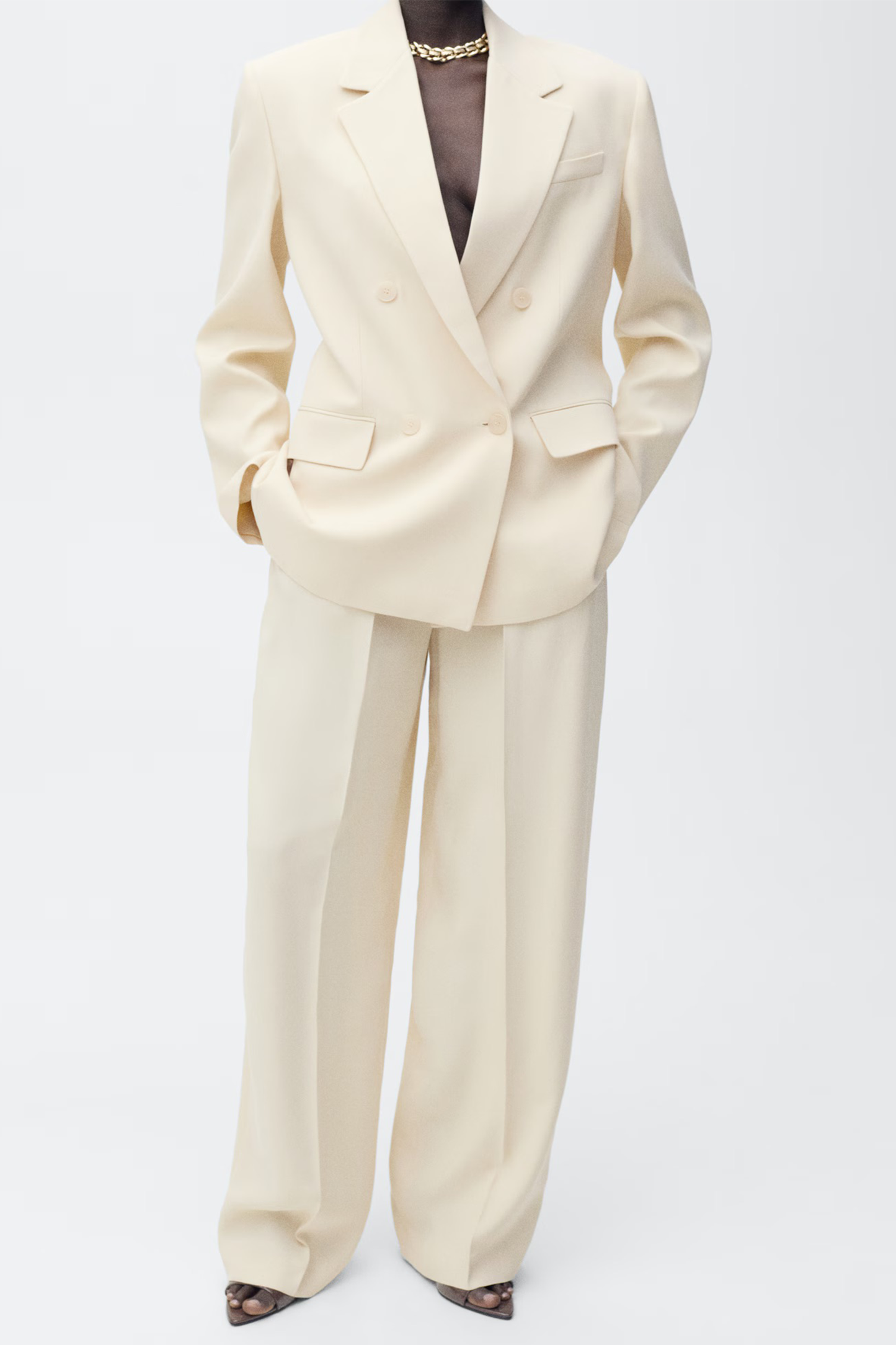 Pleated Wideleg Suit Trousers