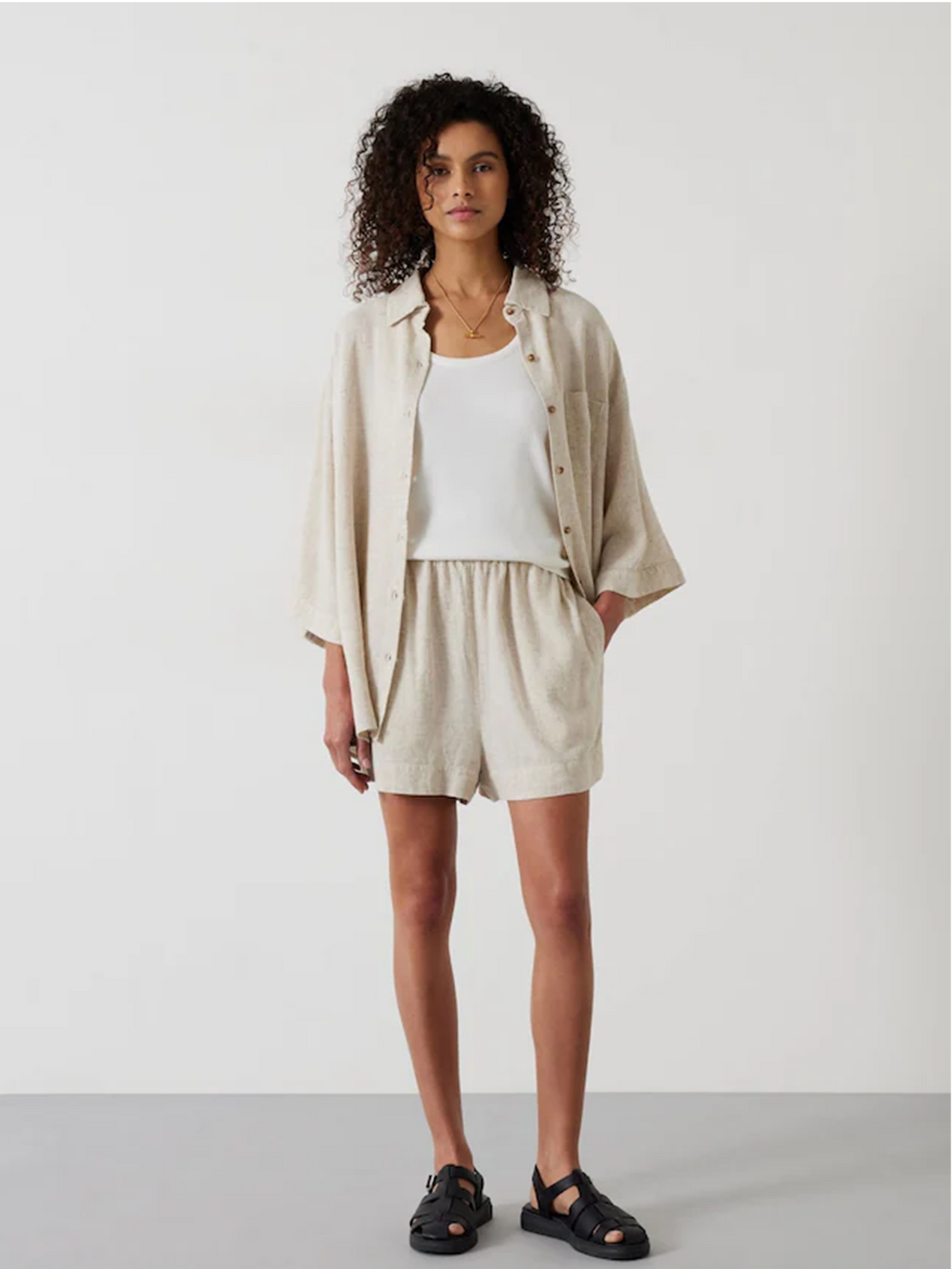 Lana Linen Blend Shirt and Shorts Set