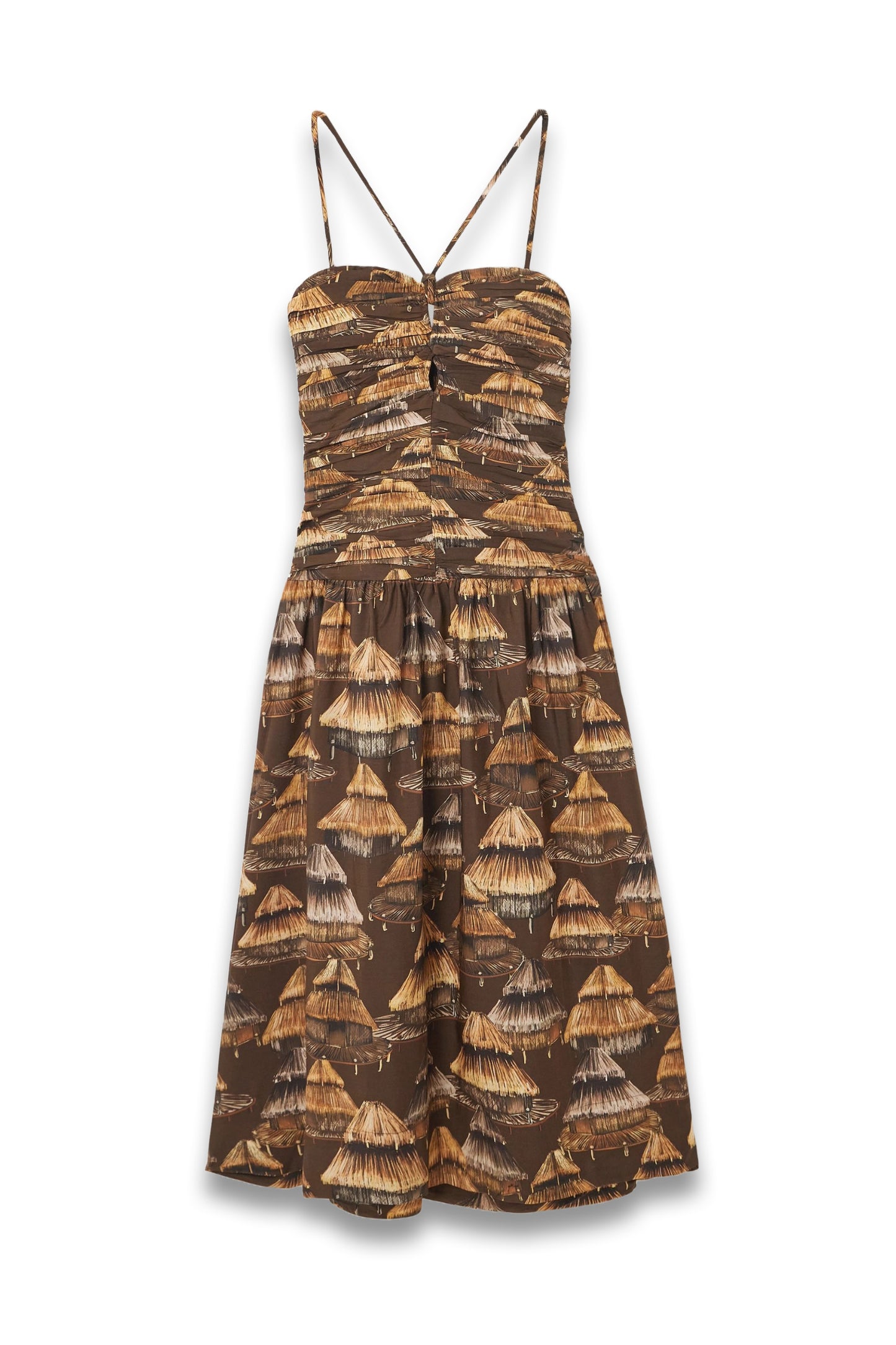 FARM RIO Shuhu Gathered Printed TENCEL™ and Cotton-blend Maxi Dress