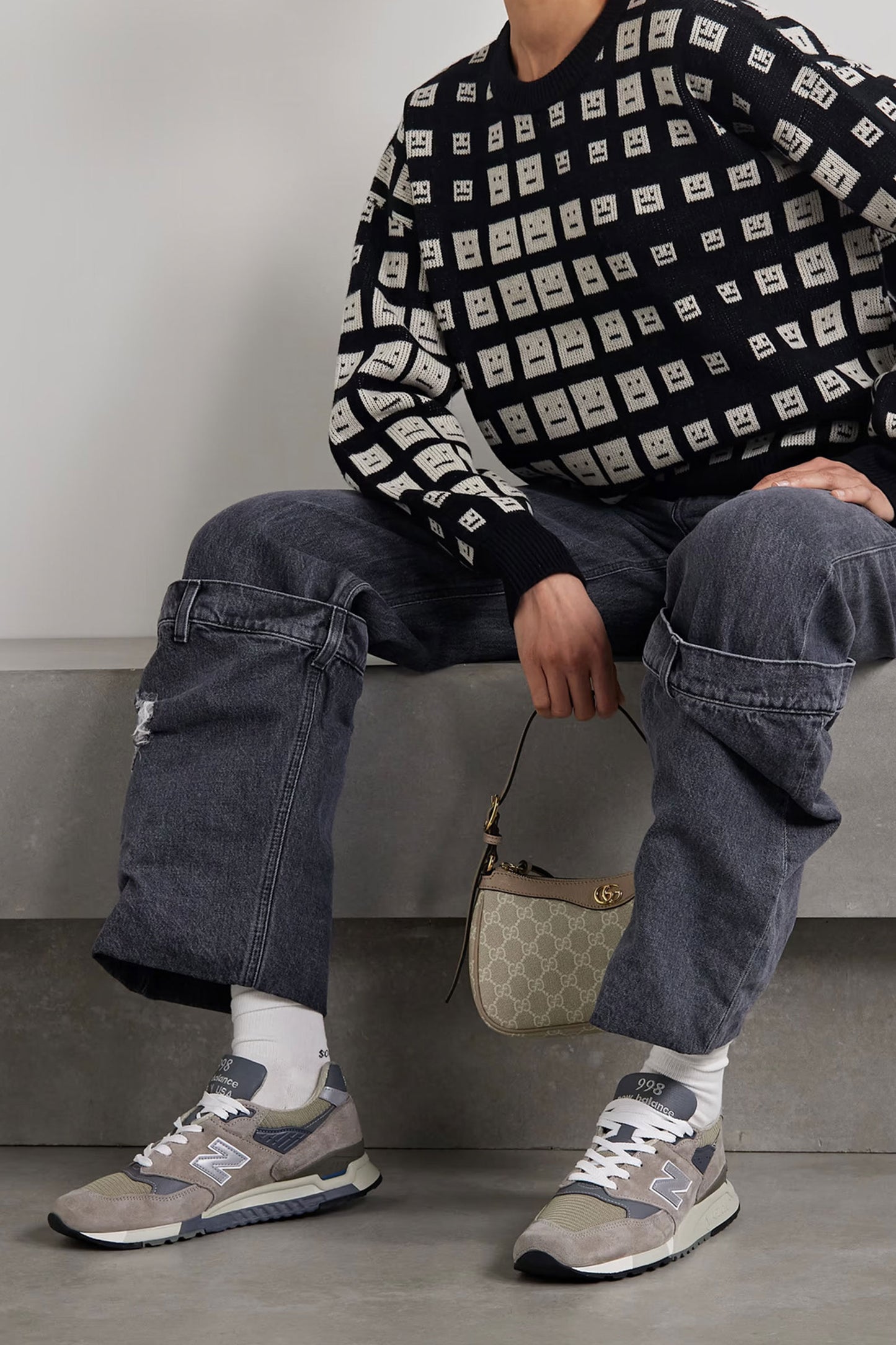 Charcoal Core Rubber-trimmed Leather, Mesh And Suede Sneakers