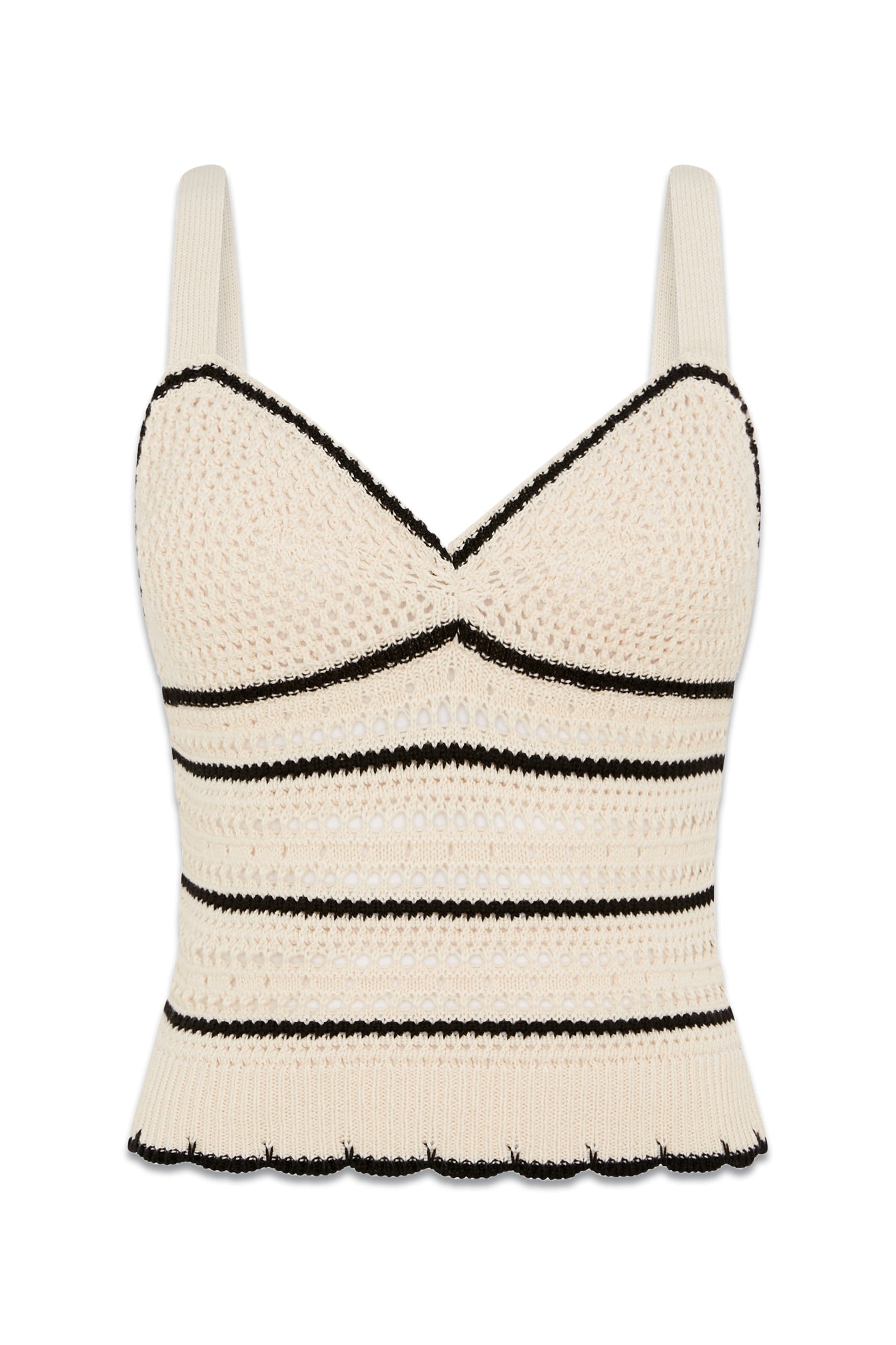 Black & White Mock-crochet Stripe Cami