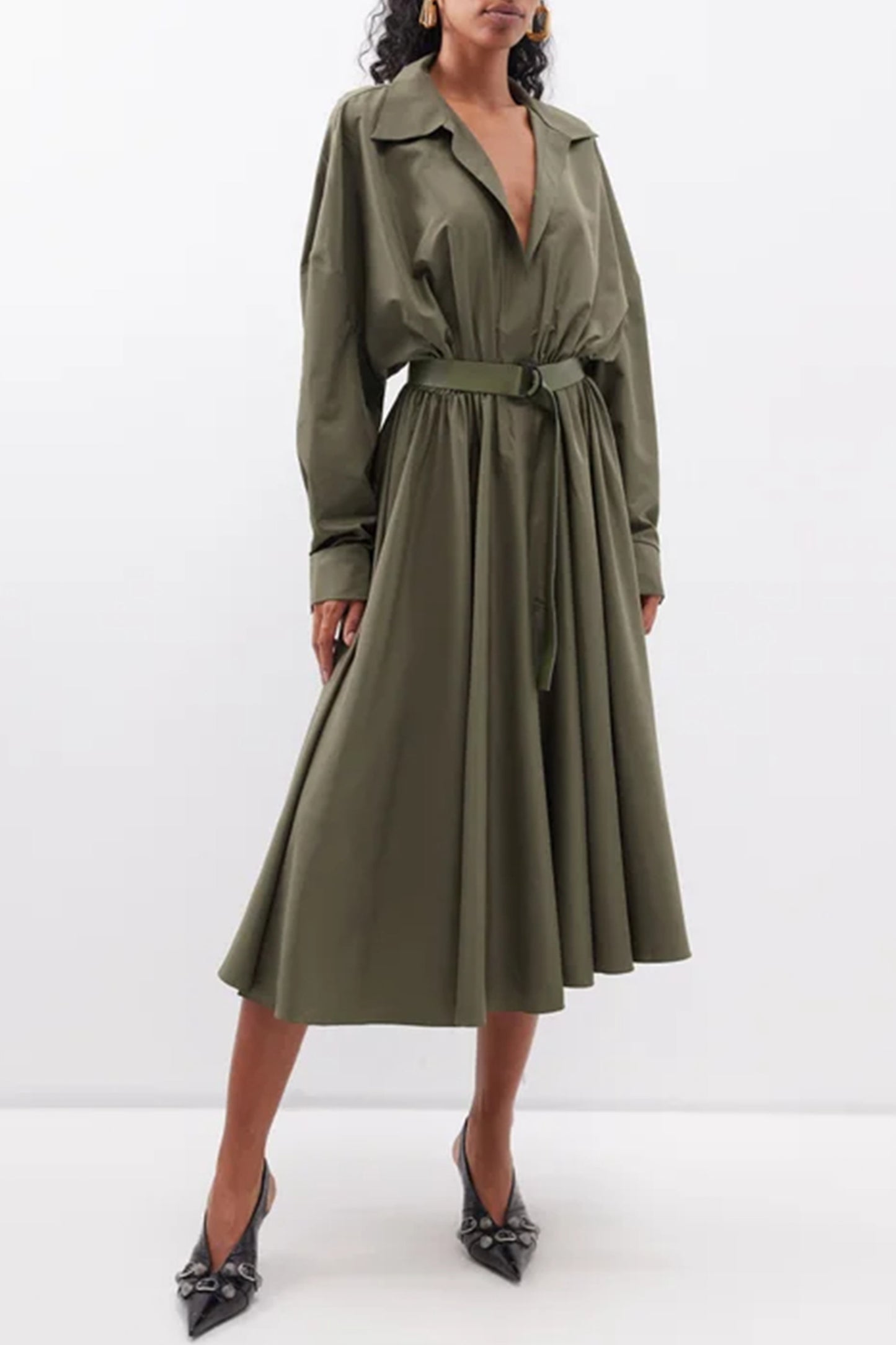 Oversized Boyfriend Belted Twill Shirt Dress