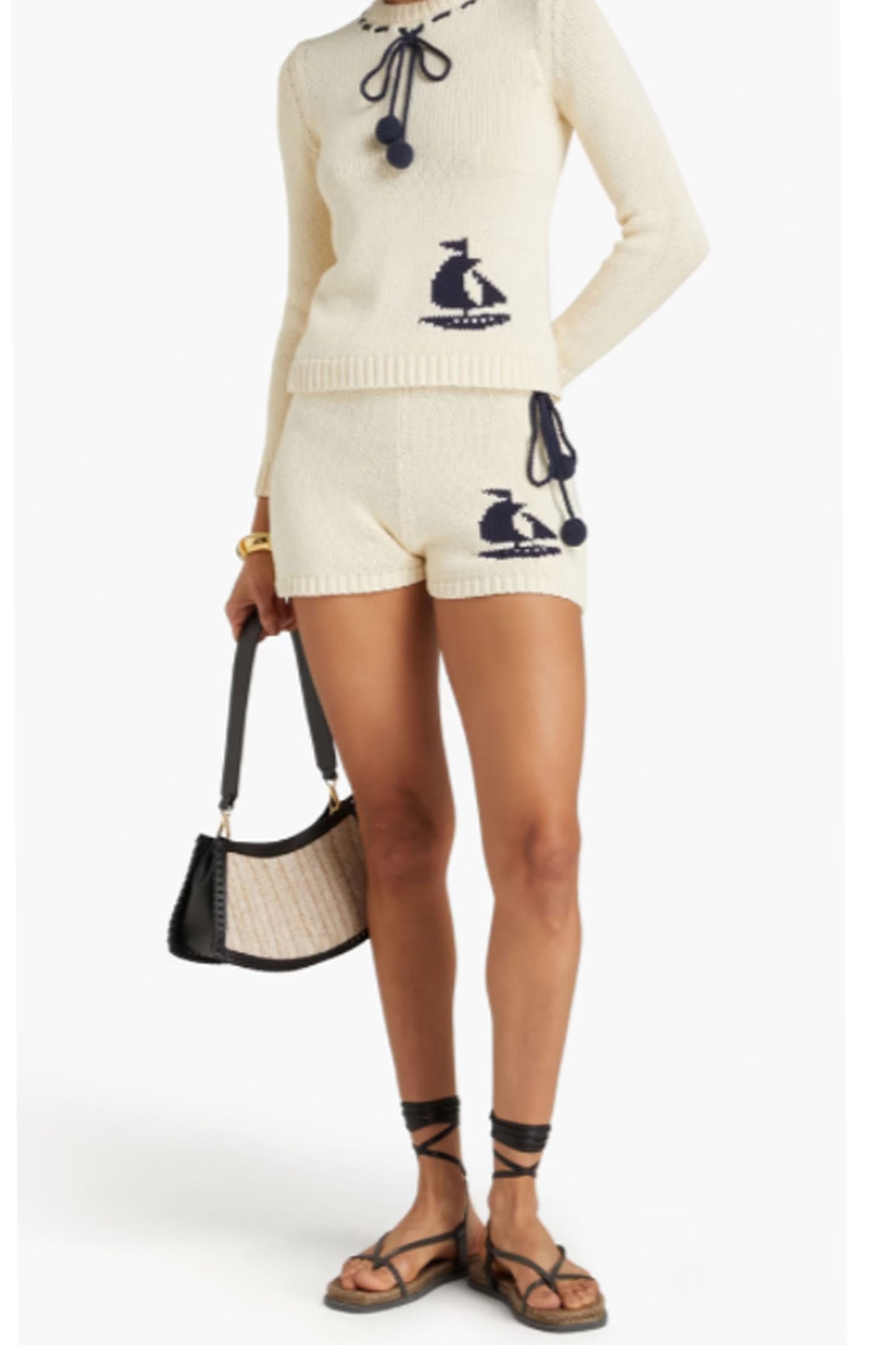 Intarsia Cotton Shorts