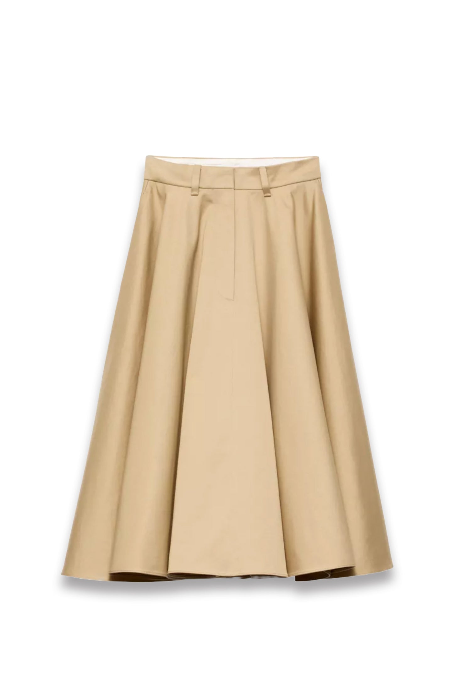 Chino Flared Cotton Midi Skirt