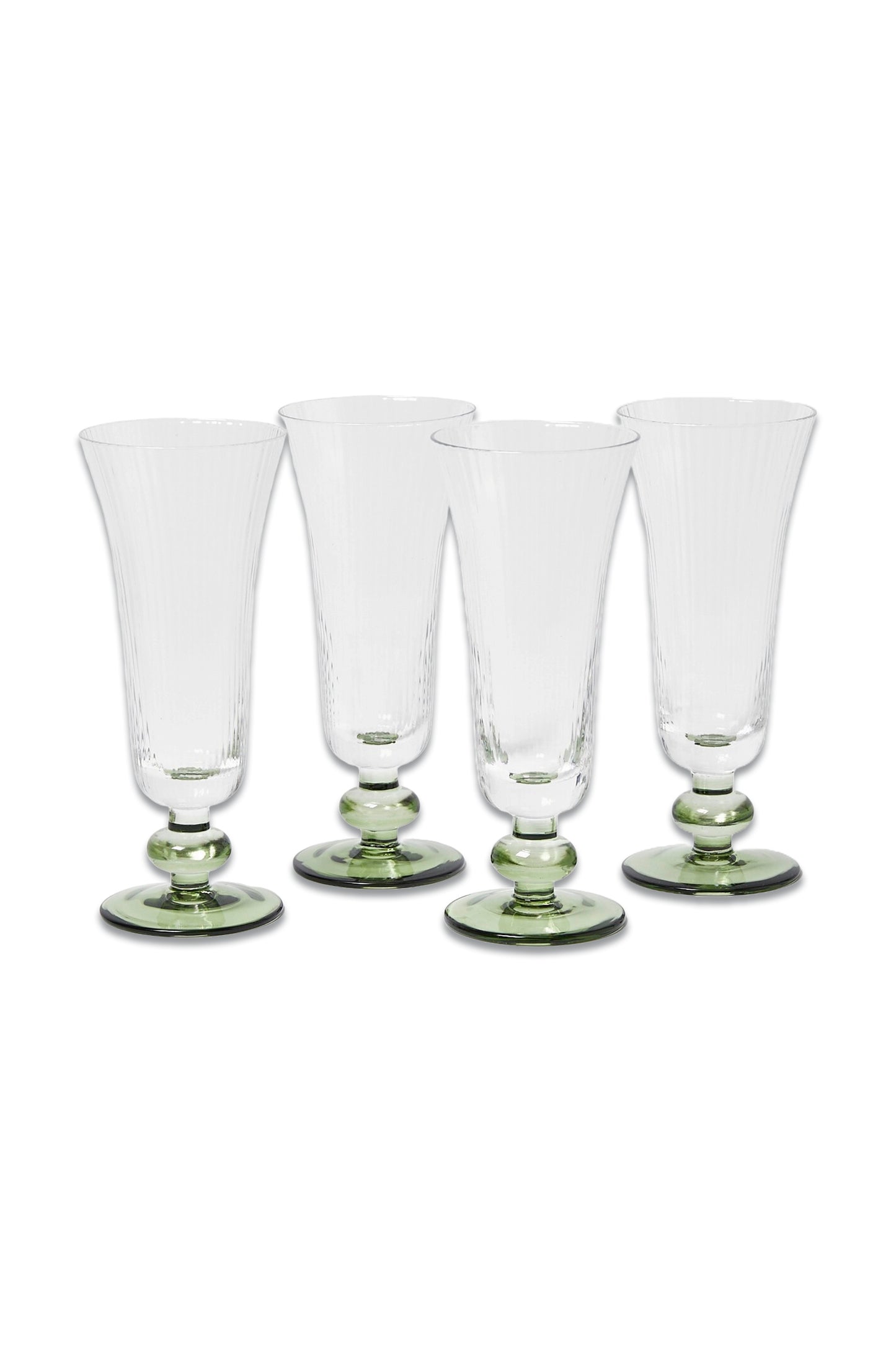 Lowes Green Champagne Glasses Set of Four