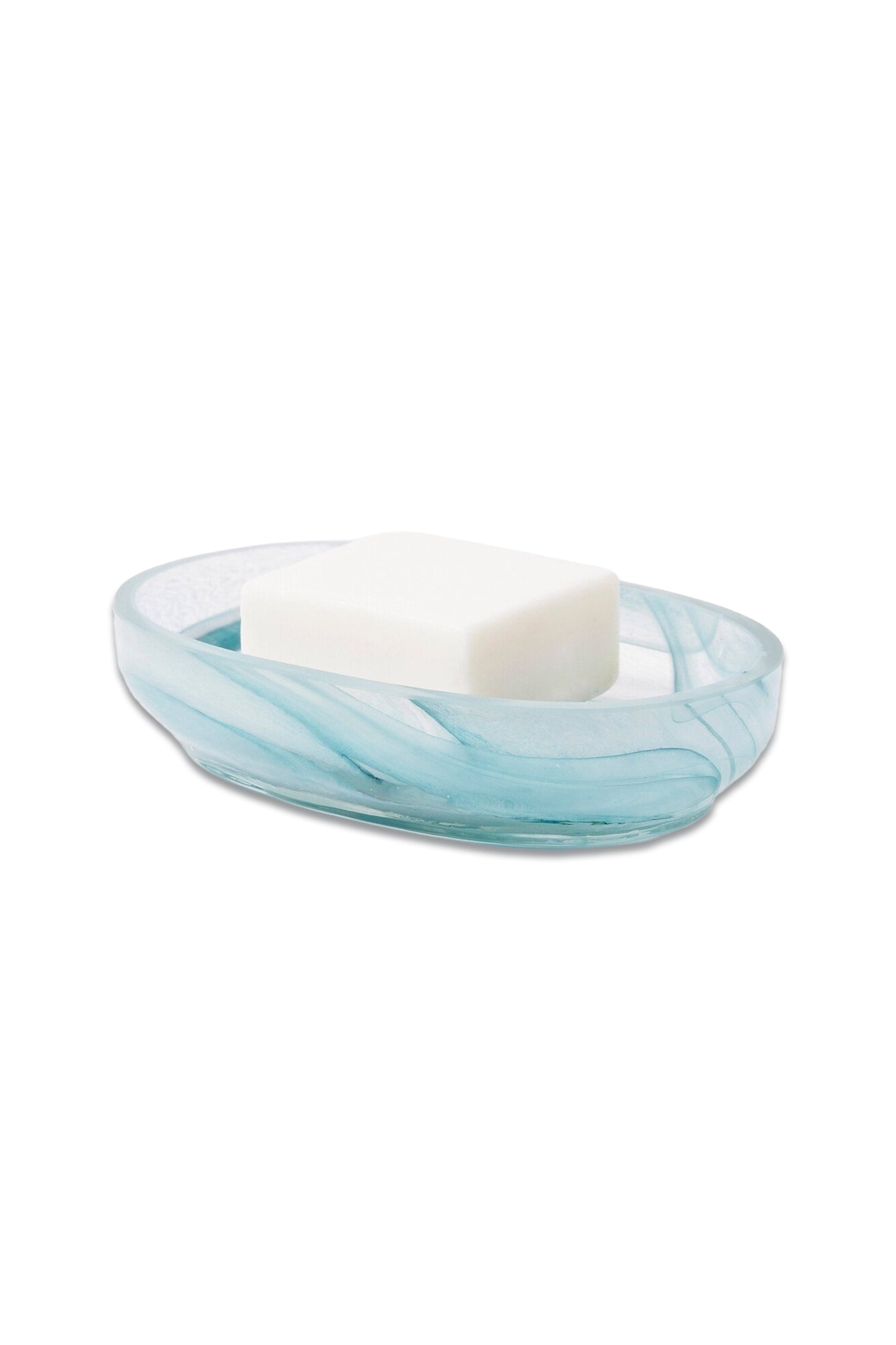 Swirl Blue & Pink Glass Soap Dish