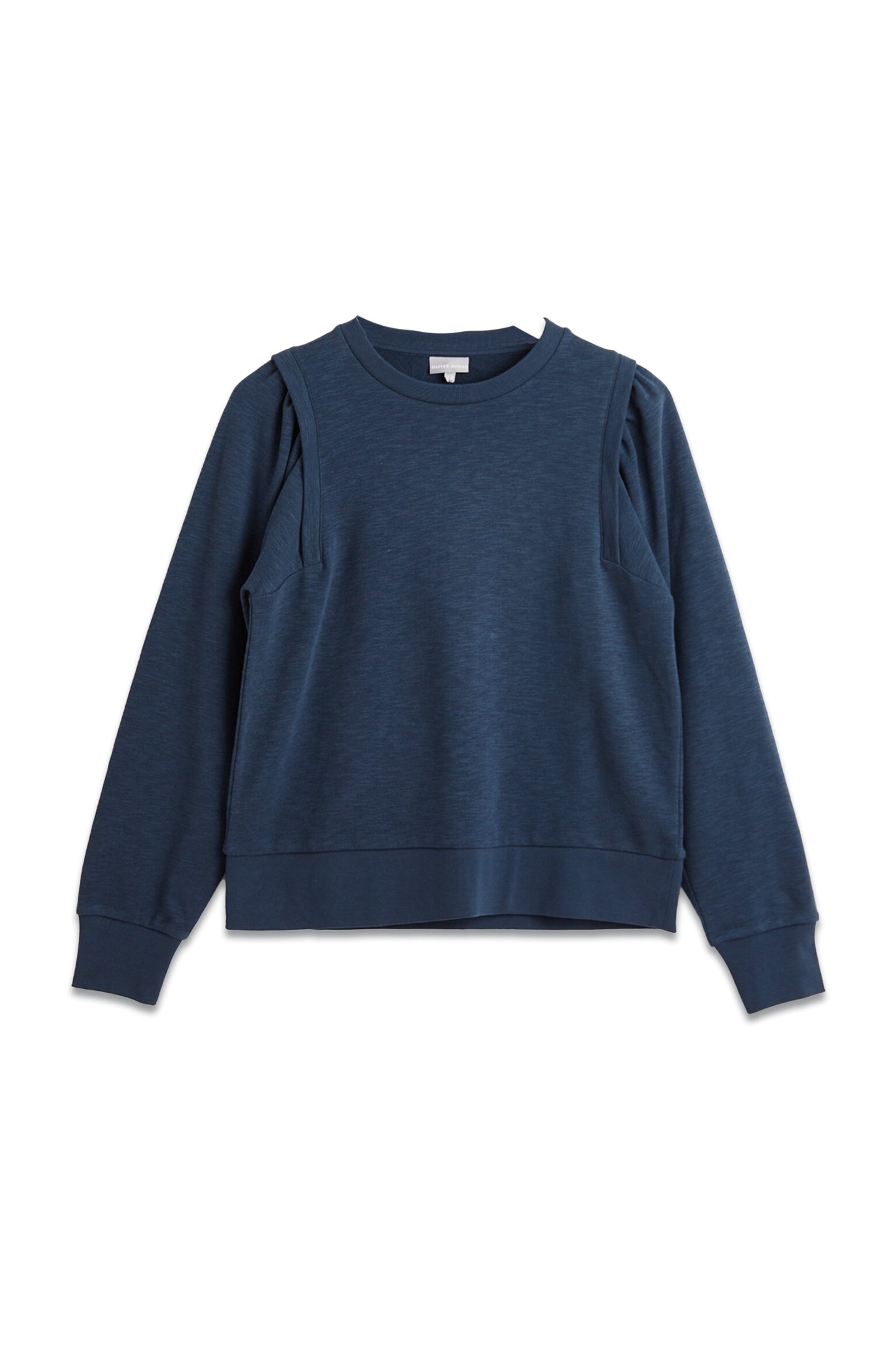 Gathered Shoulder Blue Sweatshirt