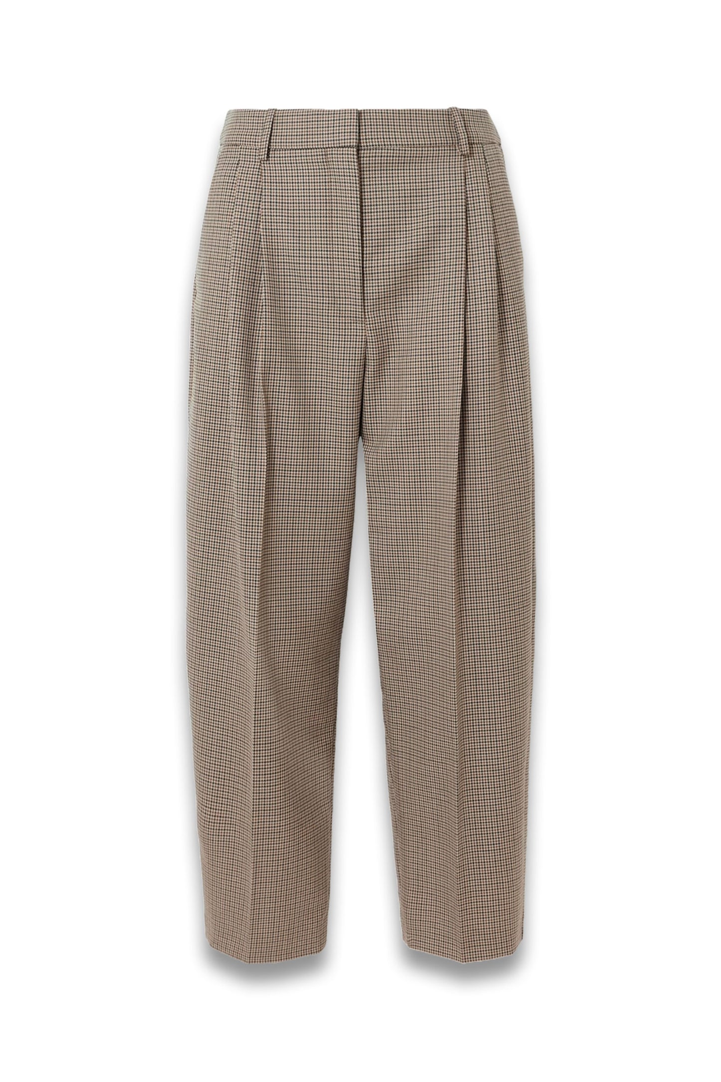 Pleated Houndstooth Wool Tapered Pants
