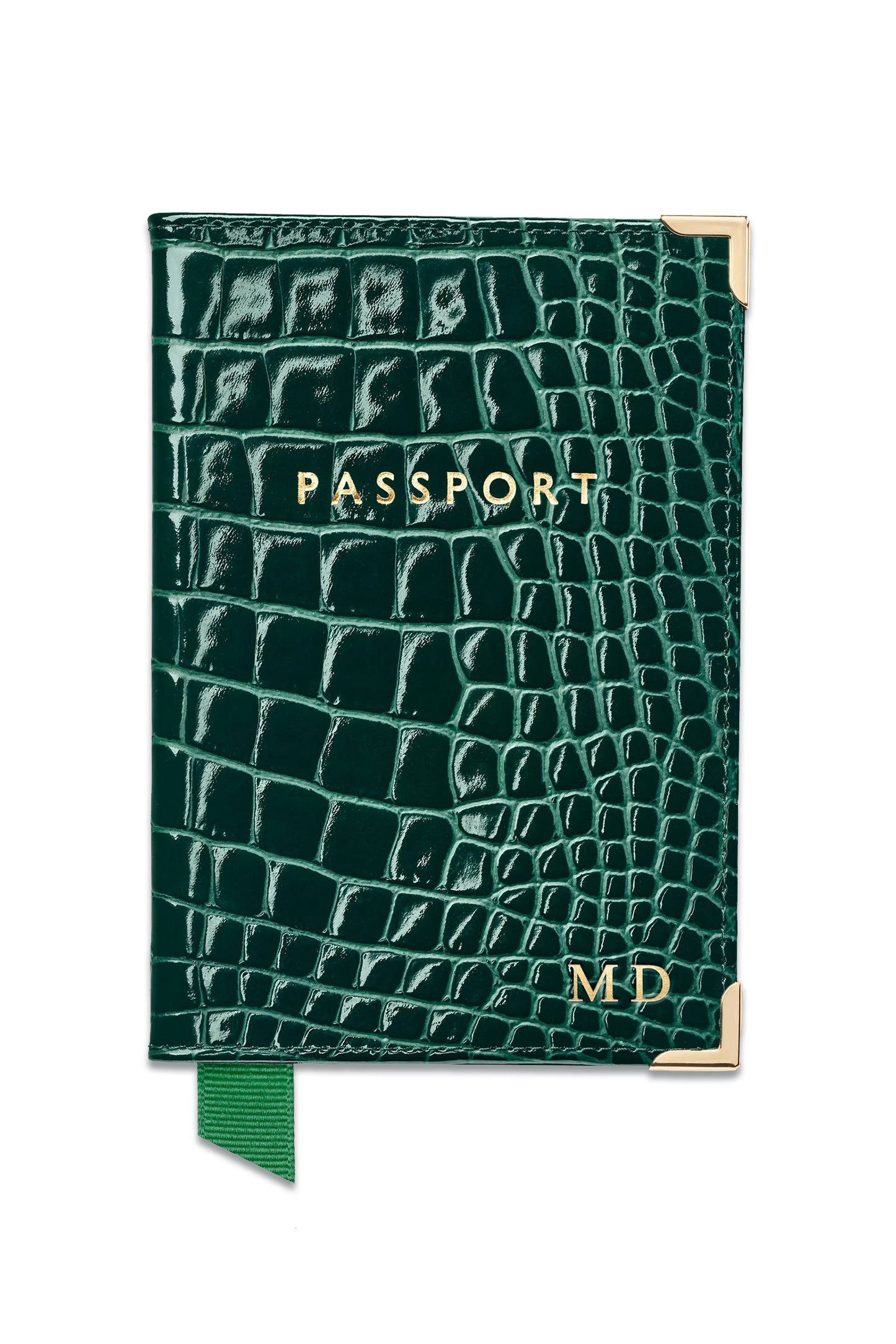 Passport Cover Evergreen Patent Croc
