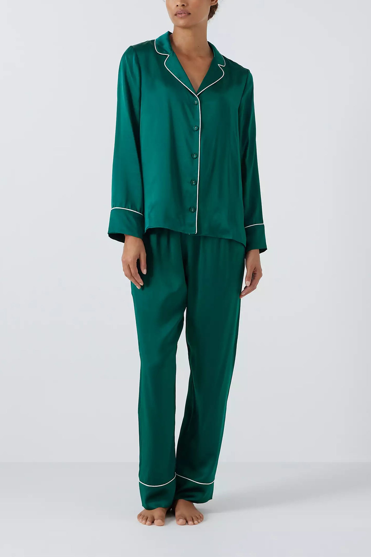Piped Silk Pyjama Set, Storm
