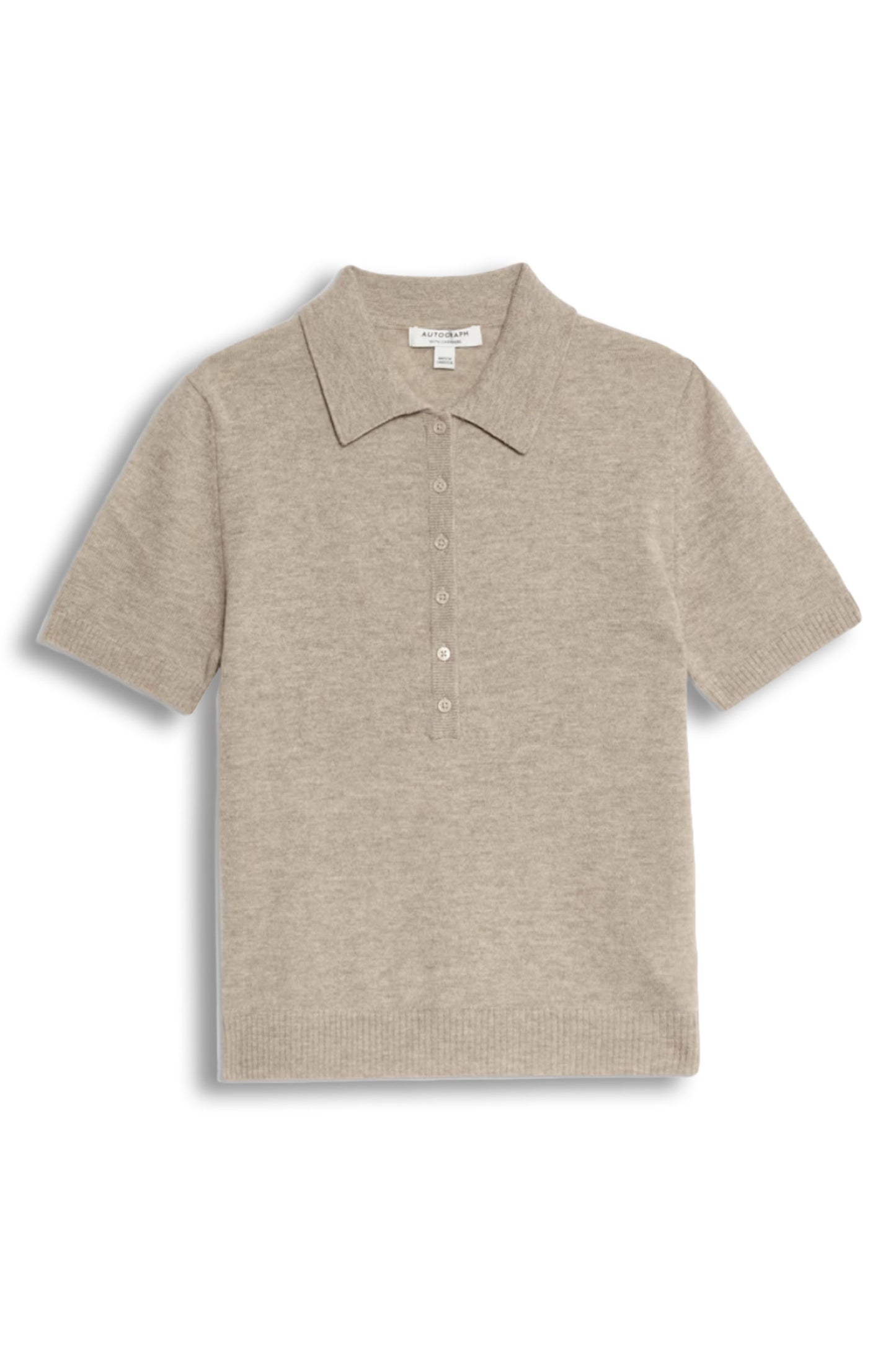 Merino Wool Rich Polo Neck Knitted Top with Cashmere