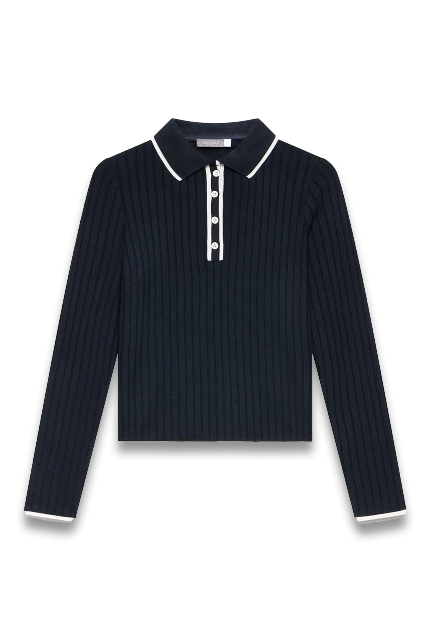 Navy Ribbed Contrast Trim Polo Shirt