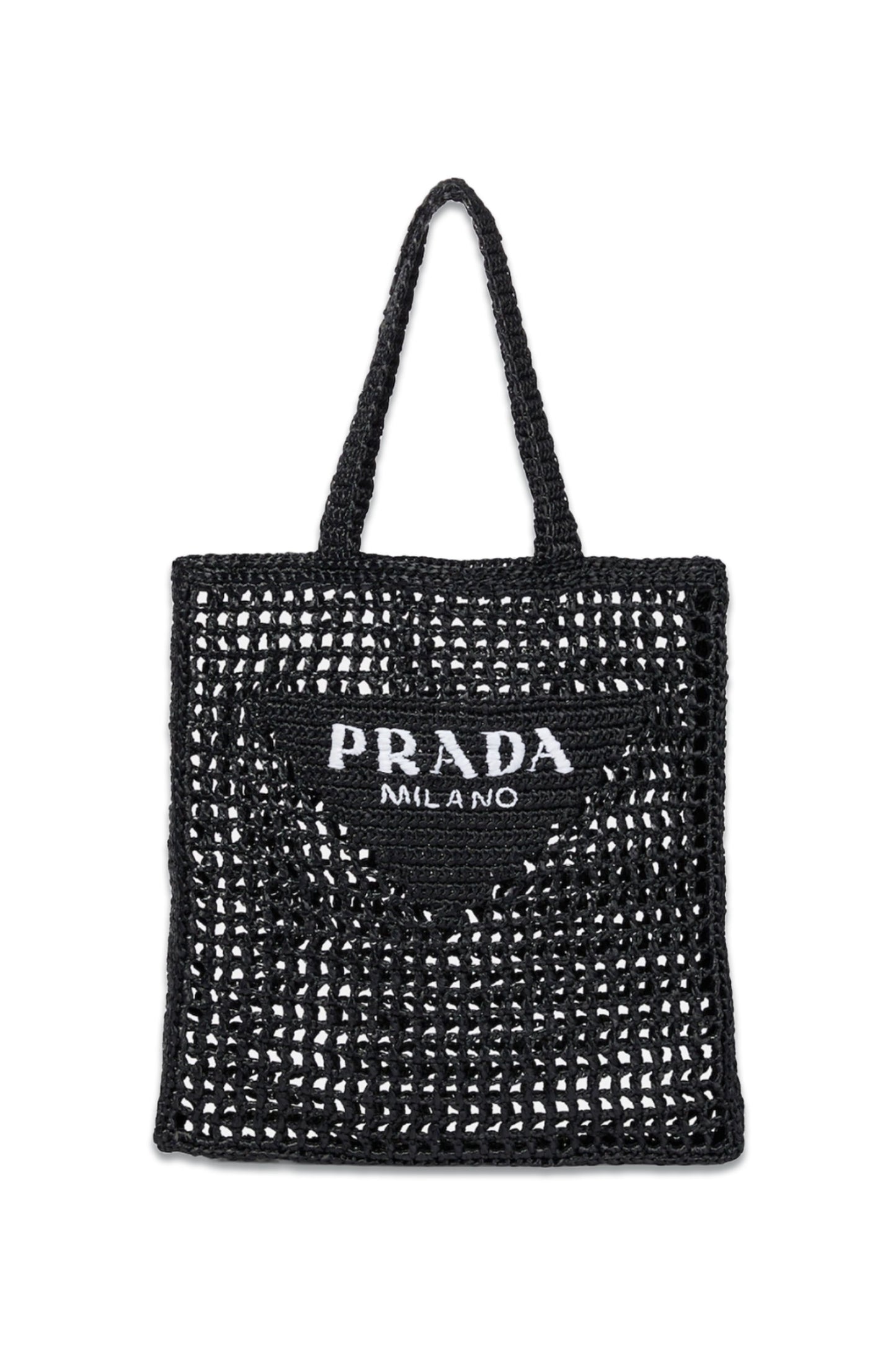 Logo Raffia Black Tote
